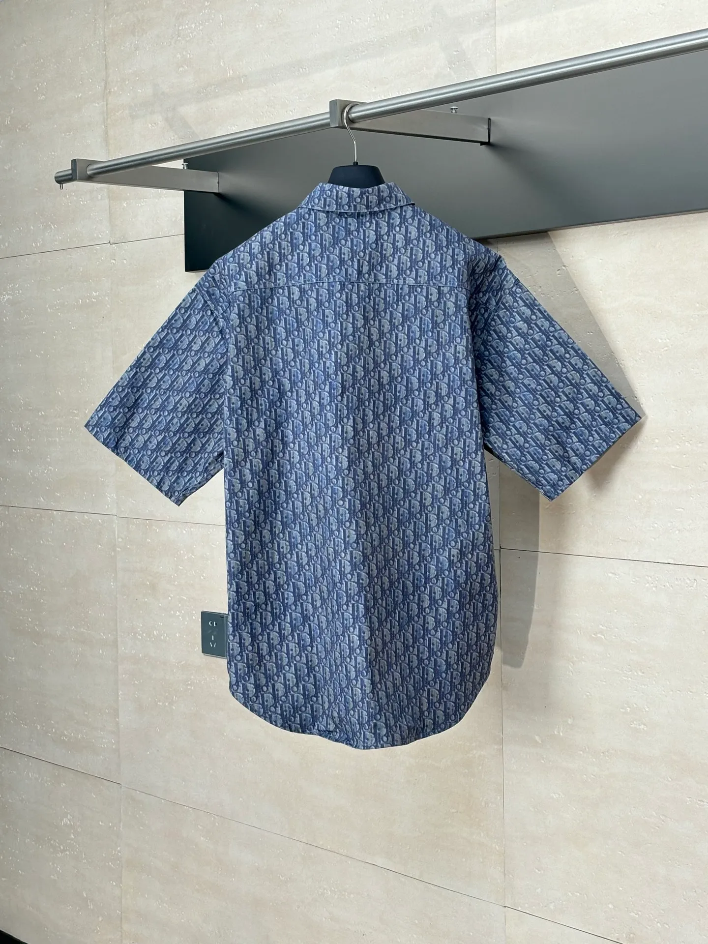 🅿️530 Dio*/Dior 25SS cotton twill printed short-sleeved shirt, genuine 20553 purchased, customized textured cotton 10*10 cotton (different from market fabrics), cloth printing, positioning cutting machine Size: 39/40/41/42