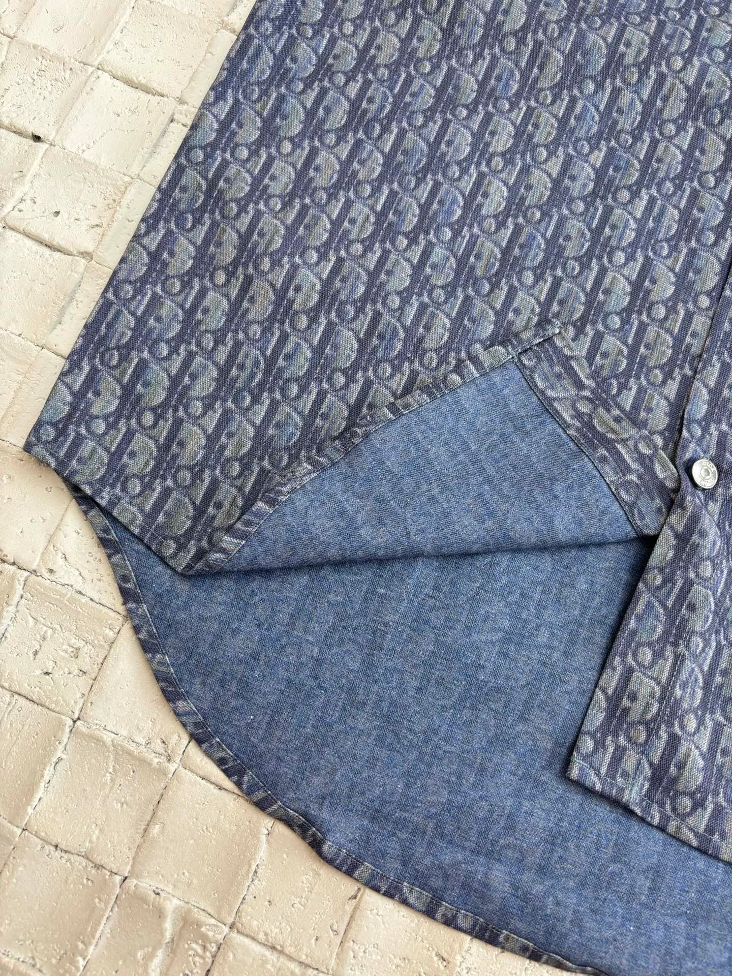 🅿️530 Dio*/Dior 25SS cotton twill printed short-sleeved shirt, genuine 20553 purchased, customized textured cotton 10*10 cotton (different from market fabrics), cloth printing, positioning cutting machine Size: 39/40/41/42