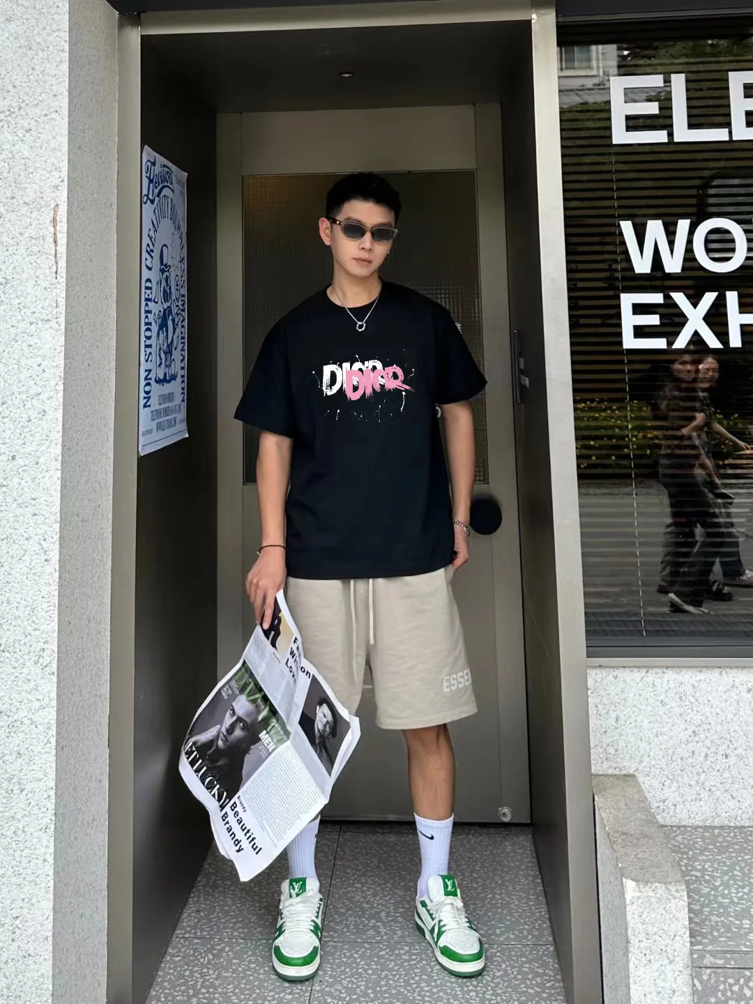 🅿️170 [DIOR Dior] 2025FW short-sleeved T-shirt LOGO printing High-end 26s double yarn 300g fabric Heavy fabric Customized frame ribbing in the same cylinder and dyeing Complete three standards Same style for men and women Color: Black White Size: S M L XL 2XL
