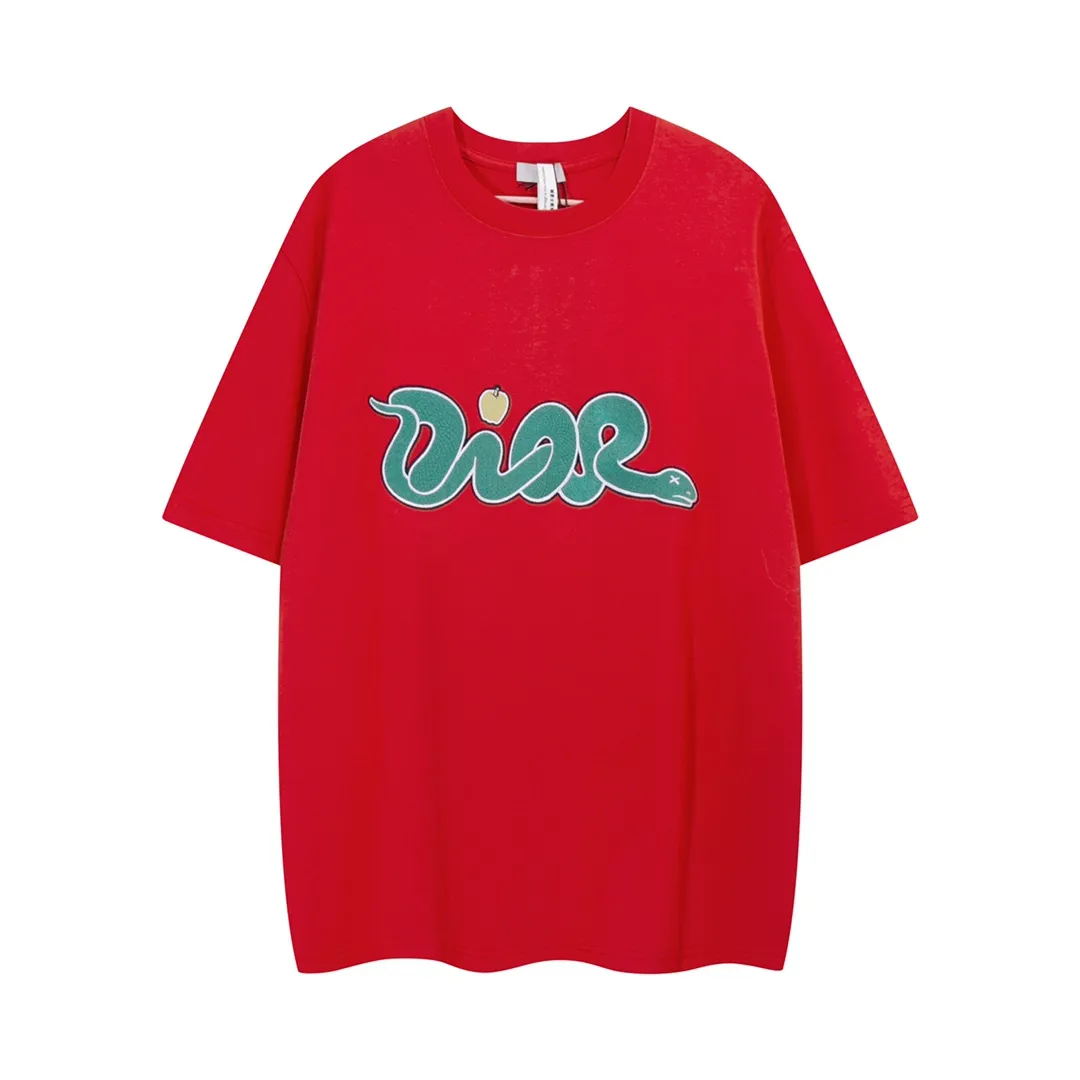 🅿️210 High-quality new DIOR-Dior-25 new Year of the Snake co-branded smudge-dyed snake letter embroidery logo on the chest short-sleeved T-shirt Size: XS-L