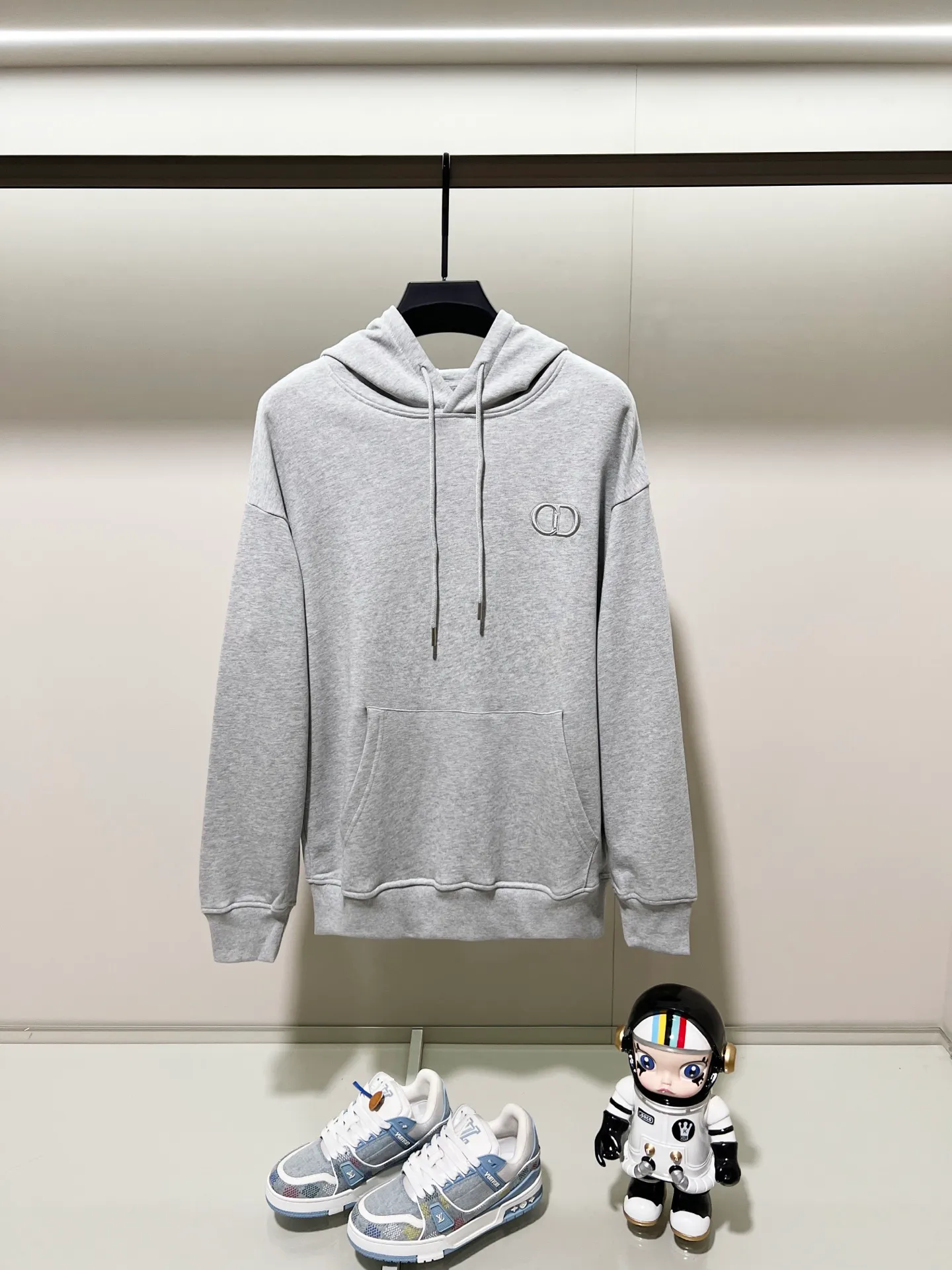 🅿️290 DIOR/Dior 420g pure cotton fabric hooded sweatshirt, classic and simple micro-label CD letter logo LOGO embroidery🪡 process, official synchronization, high version, high quality, fashionable personality, versatile trend, pure original quality, original fabric, tag, collar label, washed wheat, complete three standards, color: black, white, pink, gray, khaki. Size: XS-L