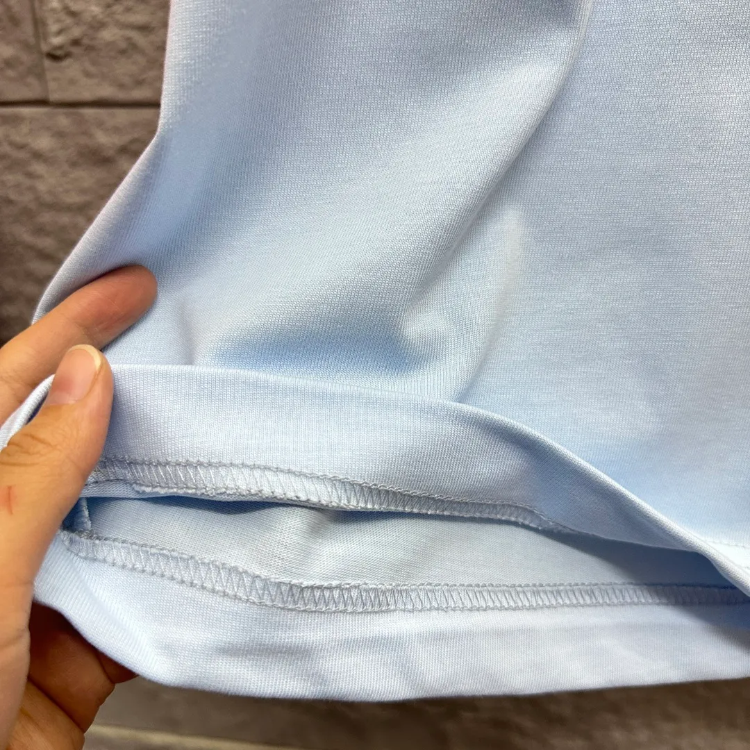 🅿️180 Dio*Dior* 2025 Spring and Summer Style Blue letters printed personalized logo Customized double yarn plain cotton fabric Short-sleeved T-shirt Uniform for men and women Color: White Black Light Blue Size: S (90-130 catties) M (120-150 catties) L (140-165 catties) XL (160-180 catties) XXL (180-210 pounds)