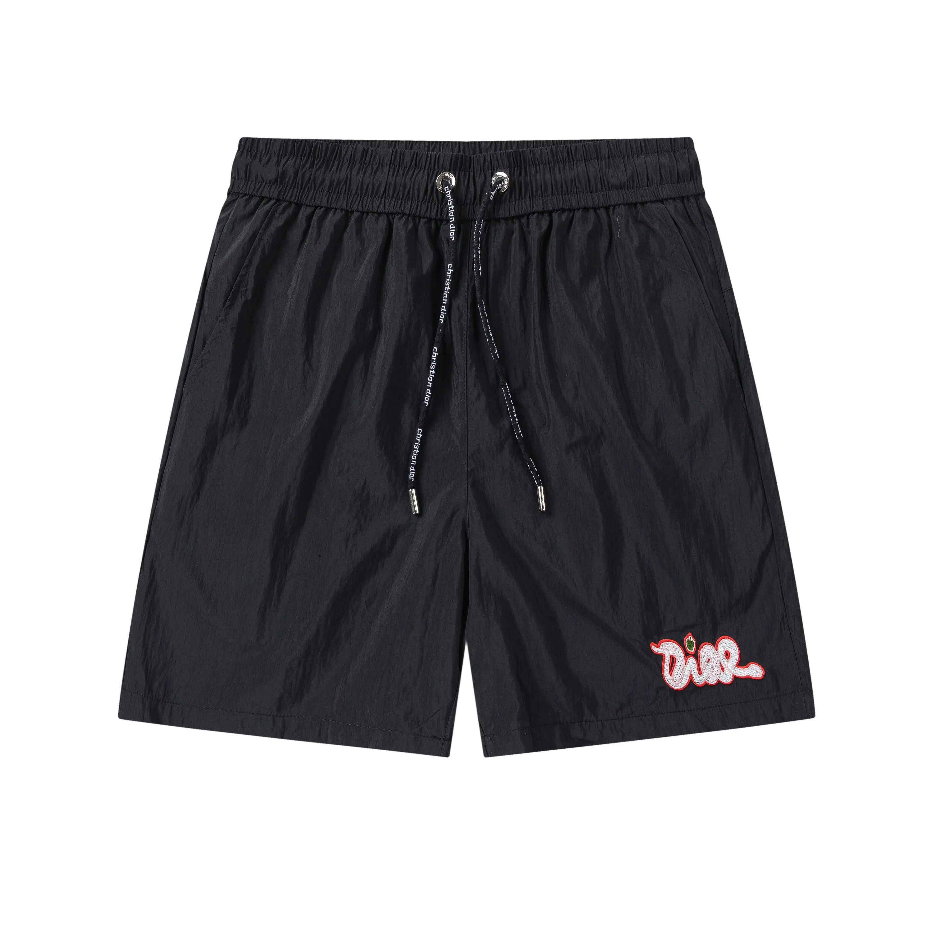 🅿️210 DiRO Dior 2025 spring and summer logo embroidery. New fashionable beach shorts, with lining and mesh shorts! The official website is synchronized with the original 1-1 replica, the original hardware is selected from high-quality polyester fiber fabrics, with a delicate feel, a must-have item for summer, and the upper body effect is super handsome! Color: Black Size: S M L XL XXL