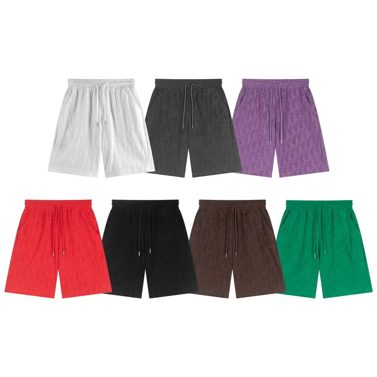 🅿️170 ❥B806# High quality Dior 2025Fall spring and summer new series presbyopia jacquard towel shorts custom-woven and dyed pure cotton 100% gram weight 300G fabric positioning and tailoring heavy material size: S M L XL color: white