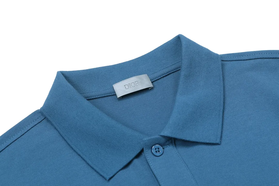 🅿️190 DIOR Dior 2025 new embroidered bee logo couple casual polo shirt ·Customized pique cotton fabric ·Imported Tajima machine embroidery technology ·Collar label, hangtag, main mark and three complete labels Color: blue Size: M-XXXL