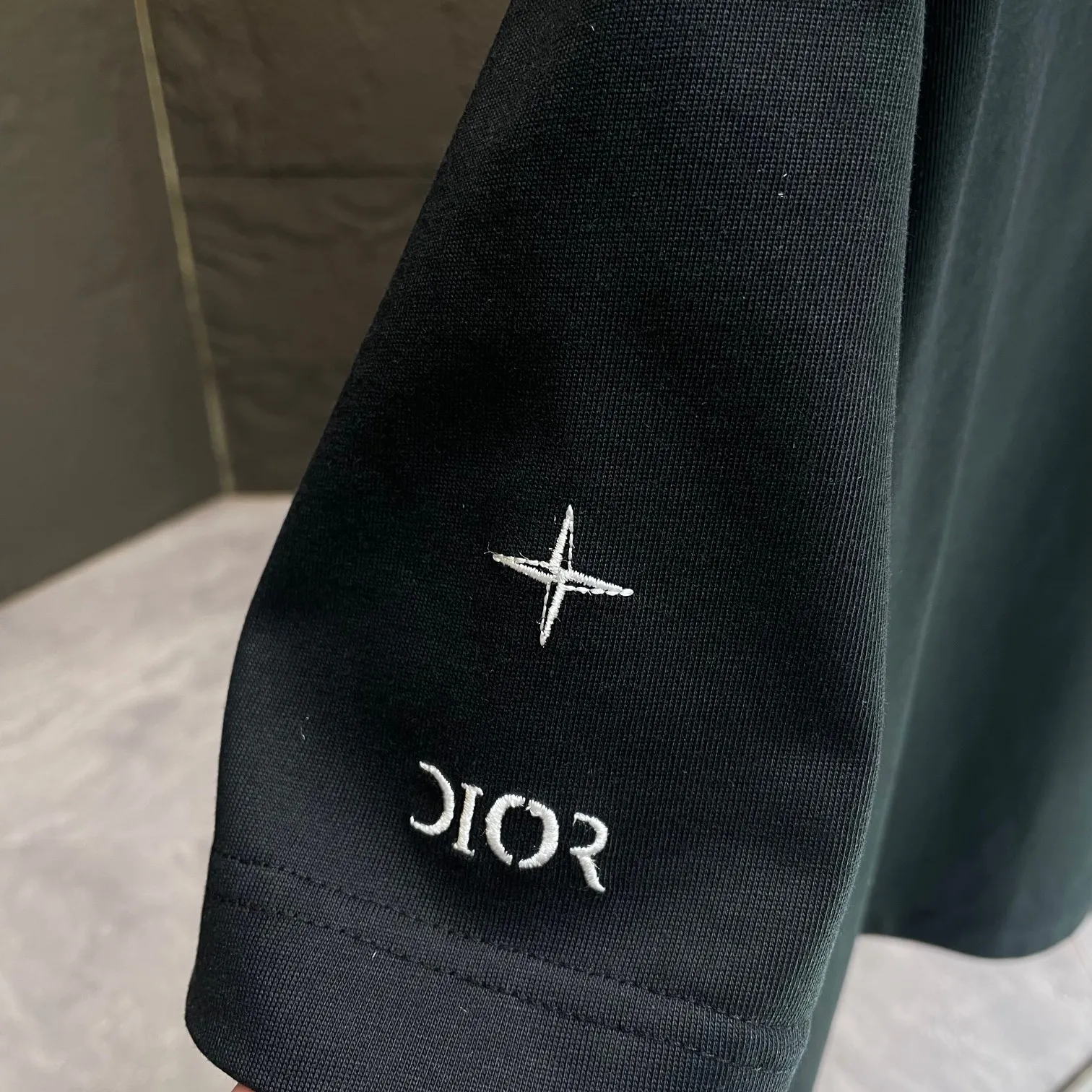 🅿️190 Dior* Dior* 2025 spring and summer new short-sleeved T-shirt Heavy cotton letter logo embroidery Color: black white Size: S M L XL XXL