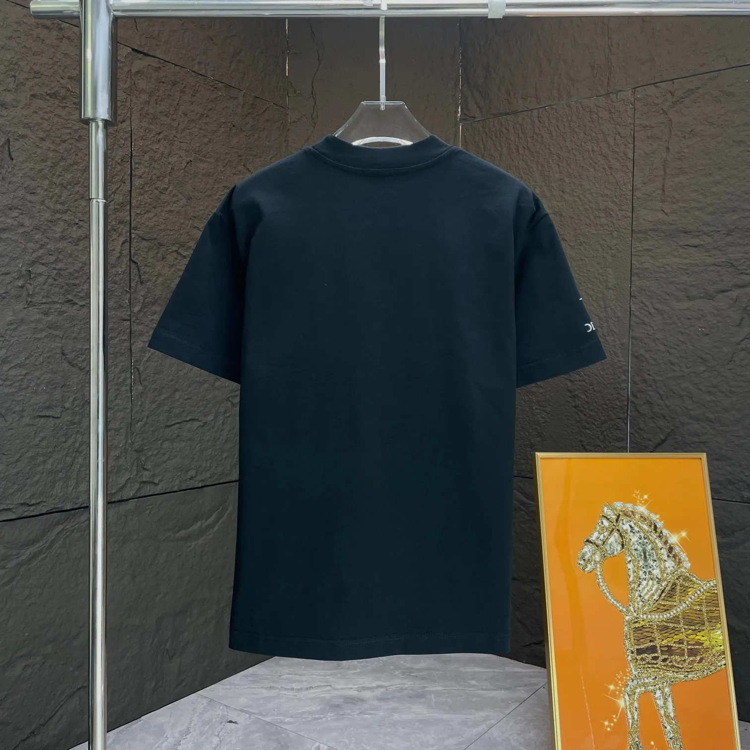 🅿️190 Dior* Dior* 2025 spring and summer new short-sleeved T-shirt Heavy cotton letter logo embroidery Color: black white Size: S M L XL XXL