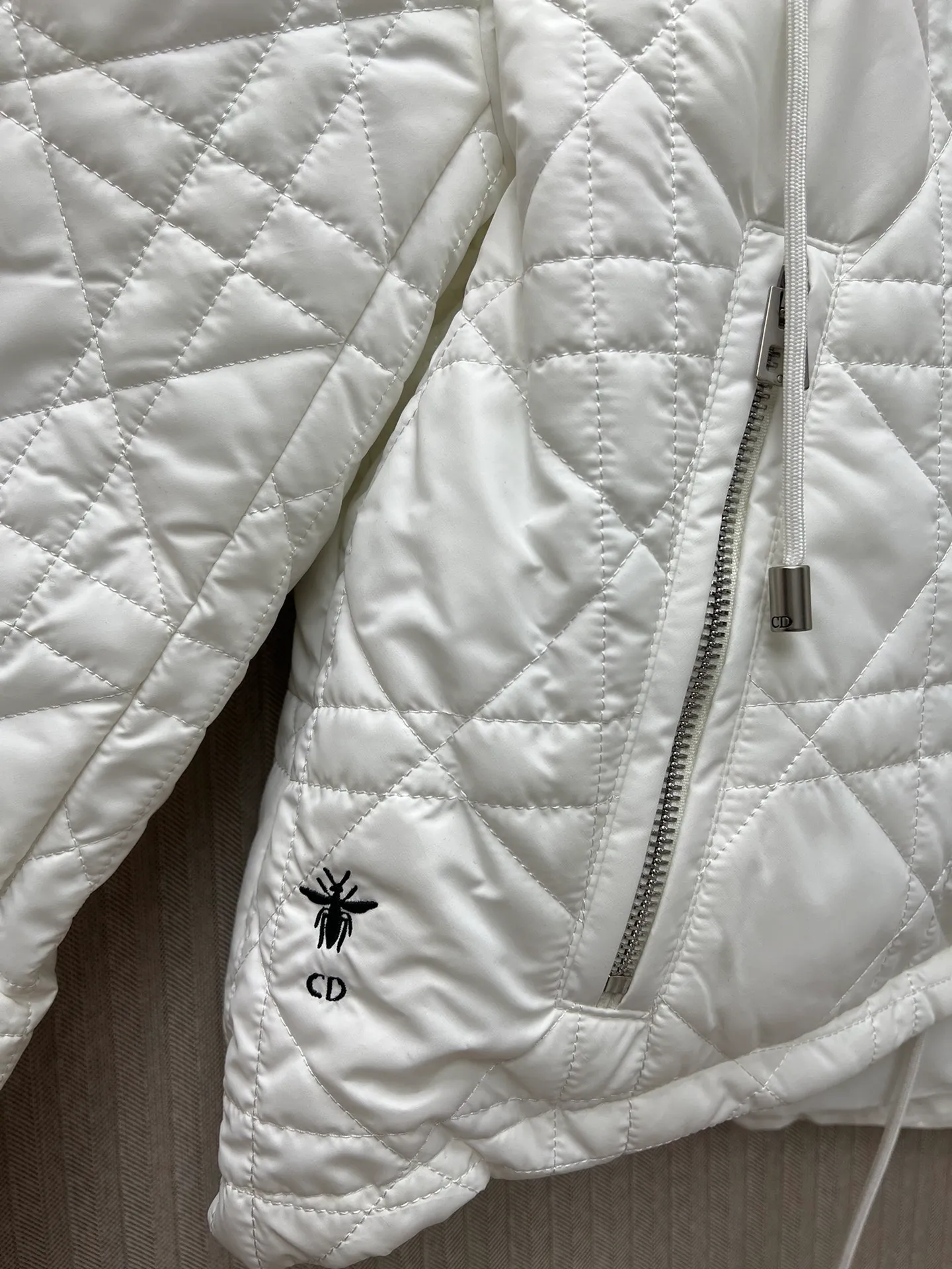 🅿️650 Dior 25ss new Dioralps quilted taffeta technical cannage pattern solid color hooded zipper long-sleeved cotton jacket women's size: S.M.L.