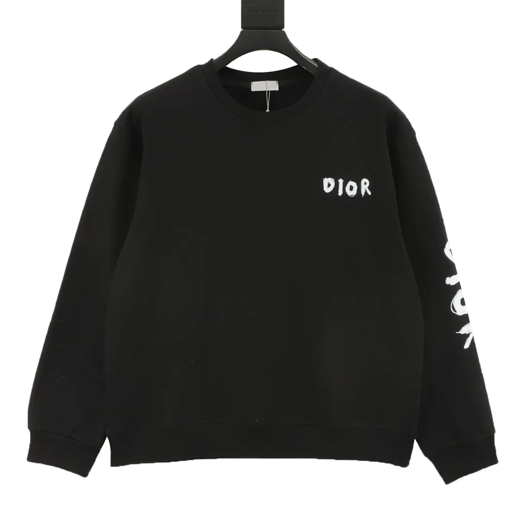 🅿️500 Dior 25FW round neck sweatshirt with arm letters, 480g high-grade combed cotton fabric, counter collar label, purchasing grade white thick plate hang tag, original hanging grain, three-dimensional foam printing on the front and back, strong layering, same style for men and women, couple style, oversize version, loose size: S-XL