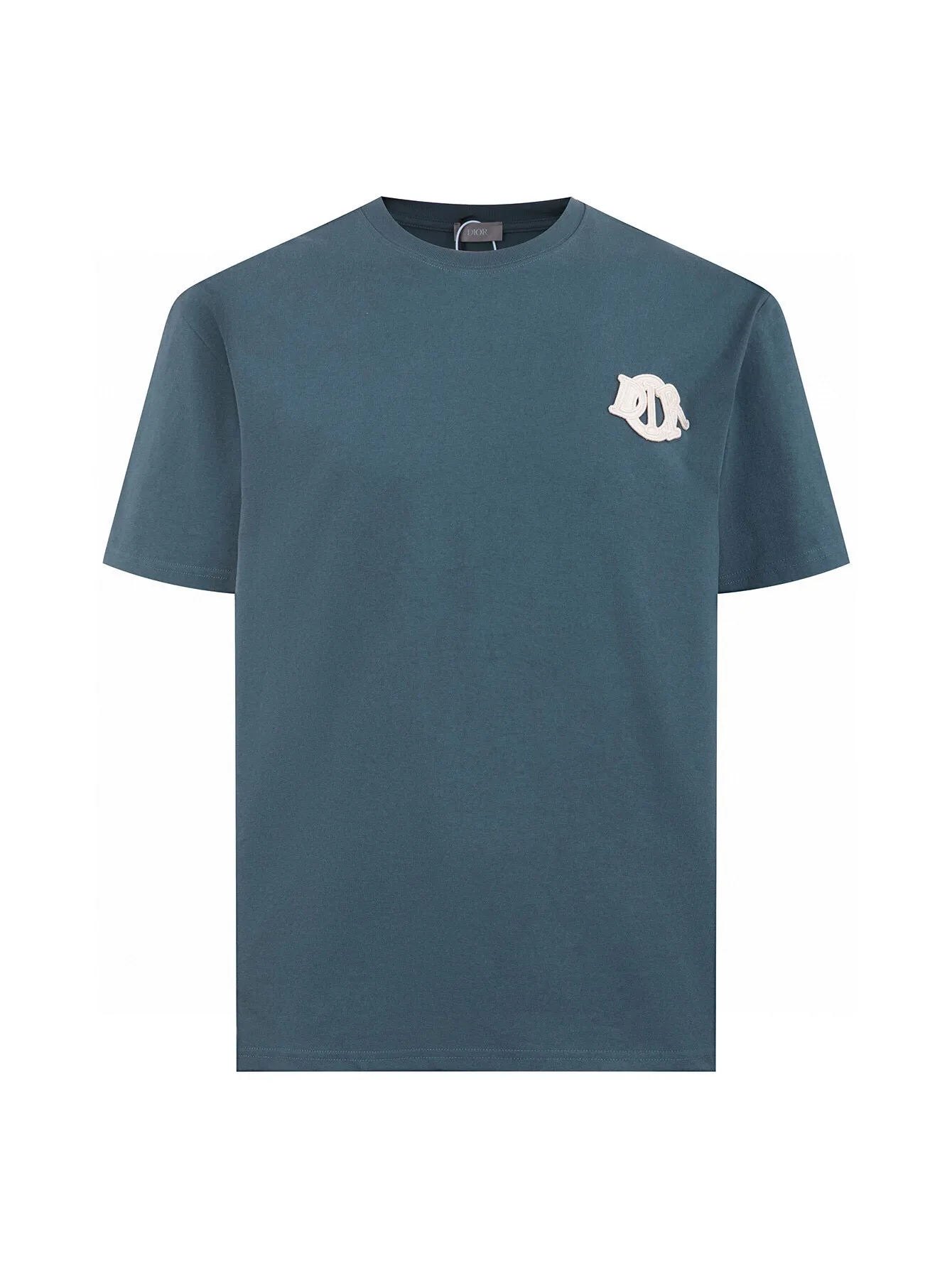 🅿️240 (ZP version) cabinet pressure-free version - Dior Dior 24 latest official website Three-dimensional embroidered short-sleeved T-shirt with chapter on the chest, same style for men and women - Used 300g of the original washed 100% cotton custom-dyed double yarn fabric Threads are dyed in the same vat with zero color difference Exclusive quality difference currency Welcome to compare - Color: white apricot blue - Size: S M L XL