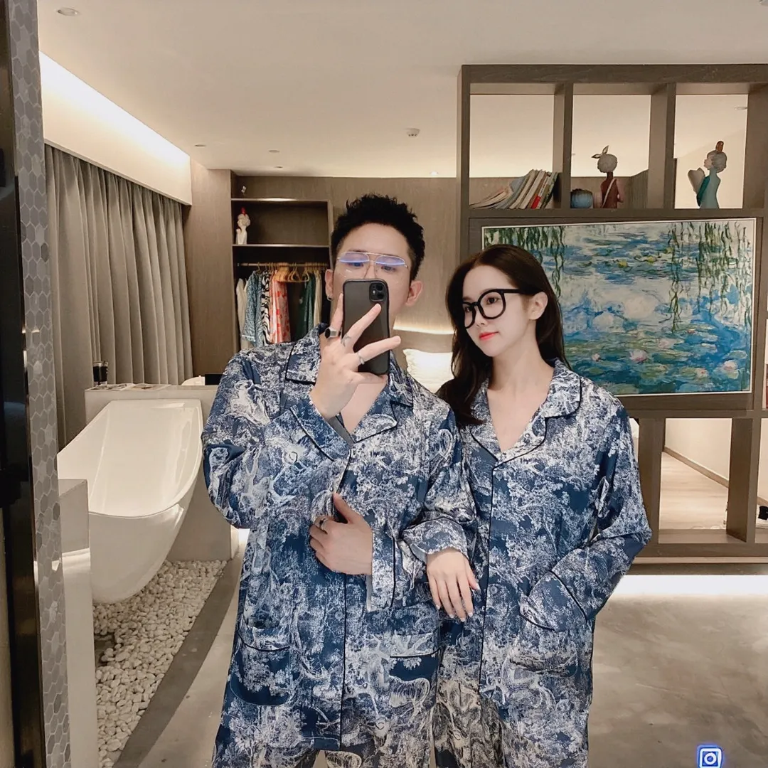🅿️360 Dior home wear, high-end Korean silk fabric, soft and comfortable, same style for men and women, women's size: S～L, men's size: M～XXXL