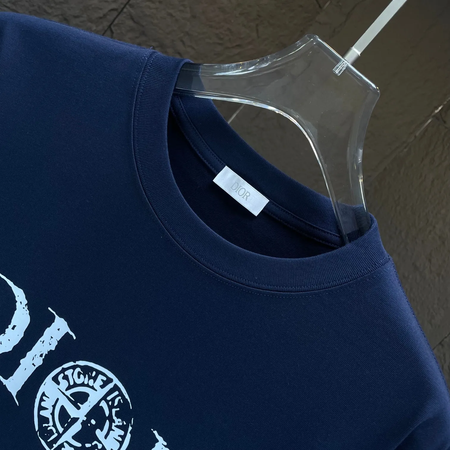 🅿️170 Dio* Dior* 2025 spring and summer new short-sleeved T-shirt Heavy cotton letter pattern printing Color: Black White Night Blue Size: S M L XL XXL
