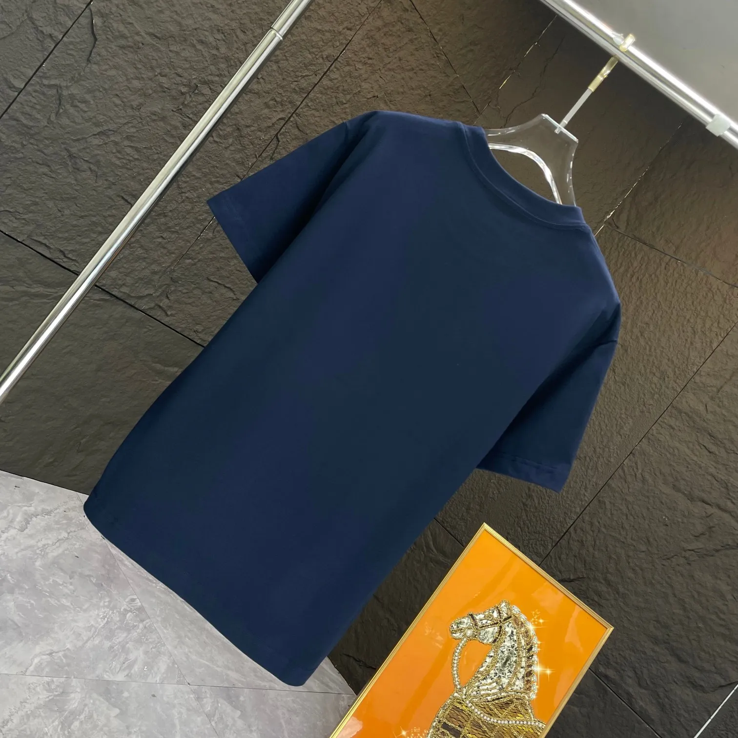 🅿️170 Dio* Dior* 2025 spring and summer new short-sleeved T-shirt Heavy cotton letter pattern printing Color: Black White Night Blue Size: S M L XL XXL