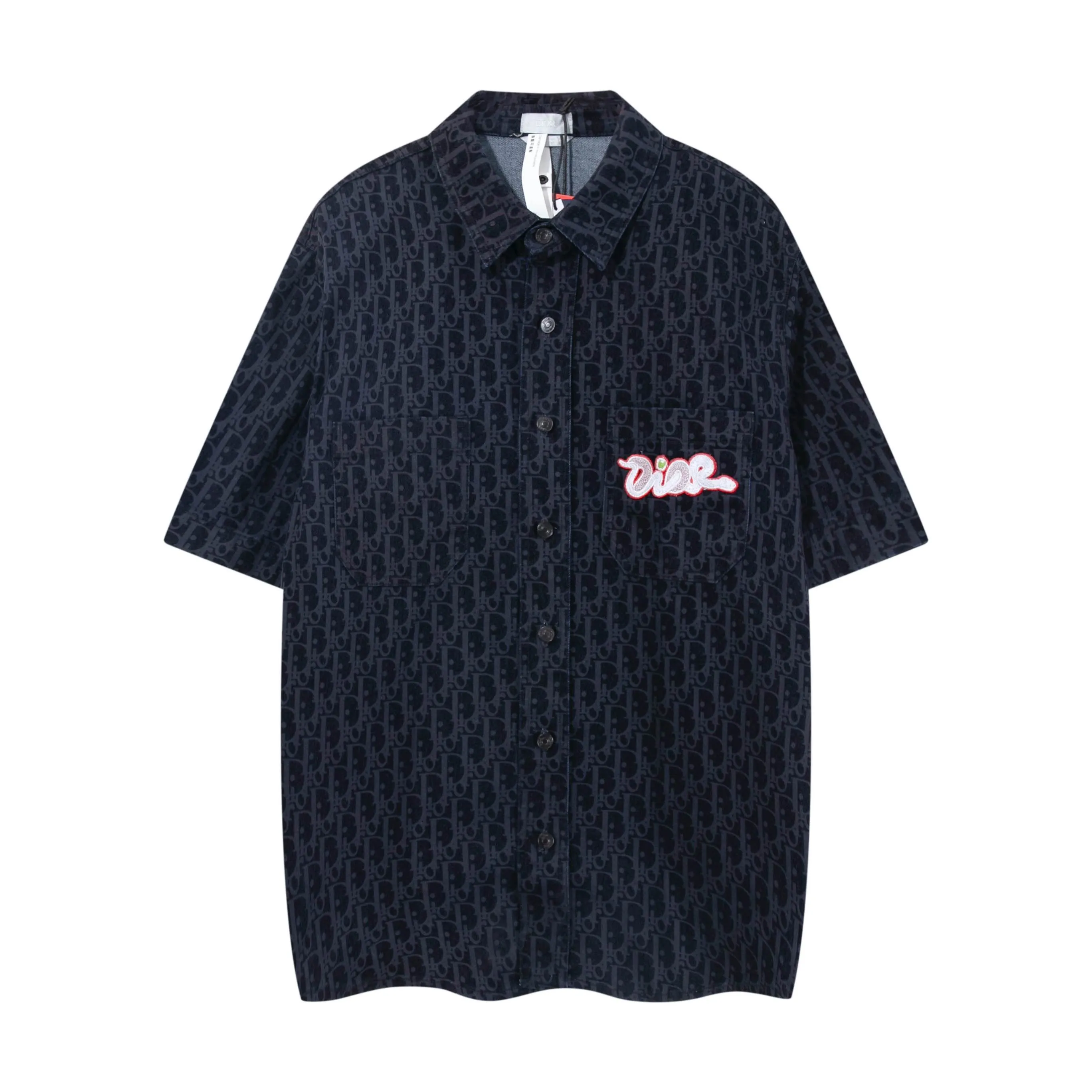 🅿️320 High-quality new Dior Dior [New] Year of the Snake limited pocket flocked denim short lining with classic presbyopia reinterpretation. The snake-shaped pattern on the pocket forms the brand letters with a slight flocking effect. Three-dimensional pattern. Cotton denim fabric. Low-key dark wash design style. Classic version. Not picky. Size: xs-l