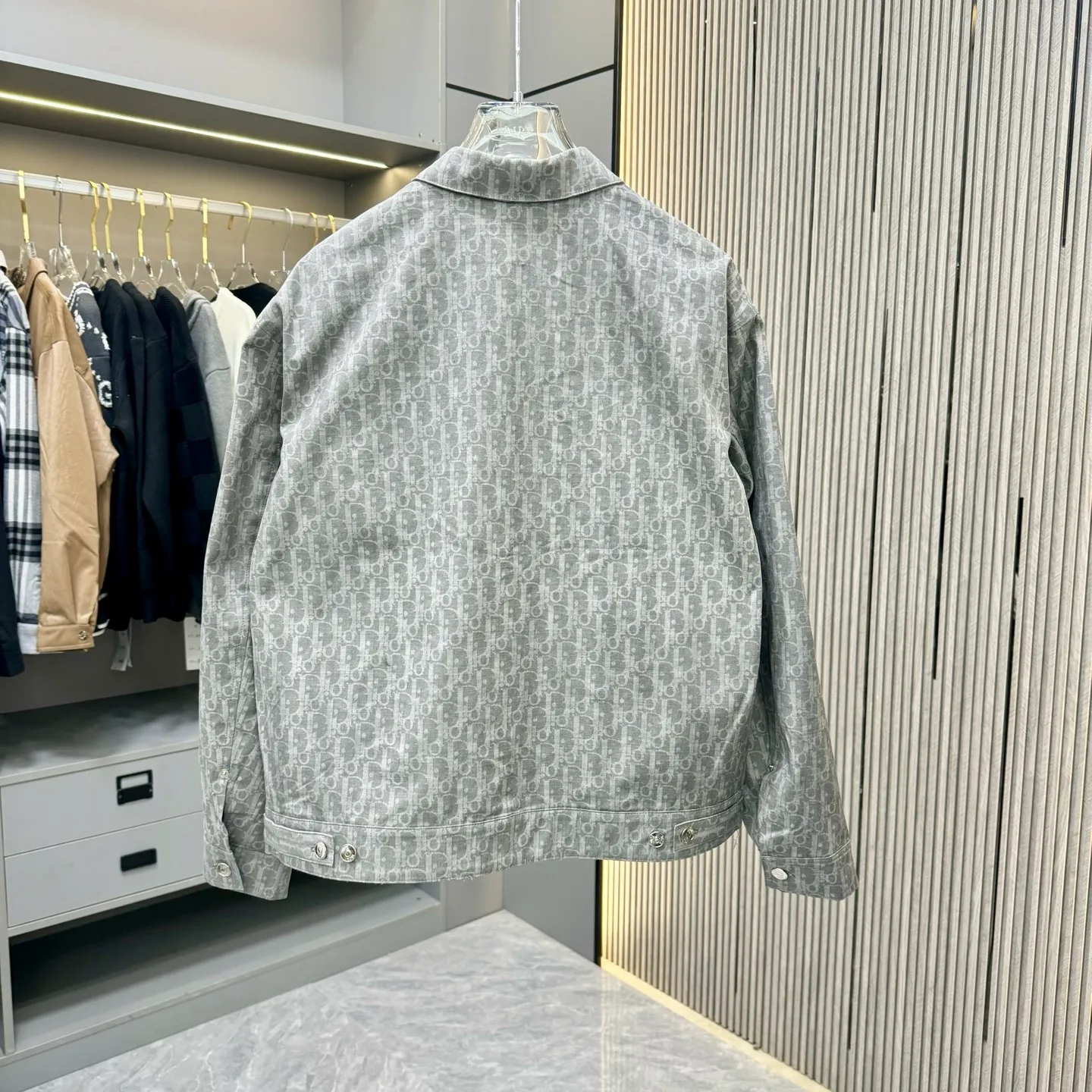 🅿️480 Dior Dior 25 early autumn new style lapel zipper jacket, denim golden all-over printed jacquard fabric, counterpoint cutting, multi-pocket design, customized original hardware, loose fit, full of details SMLXL