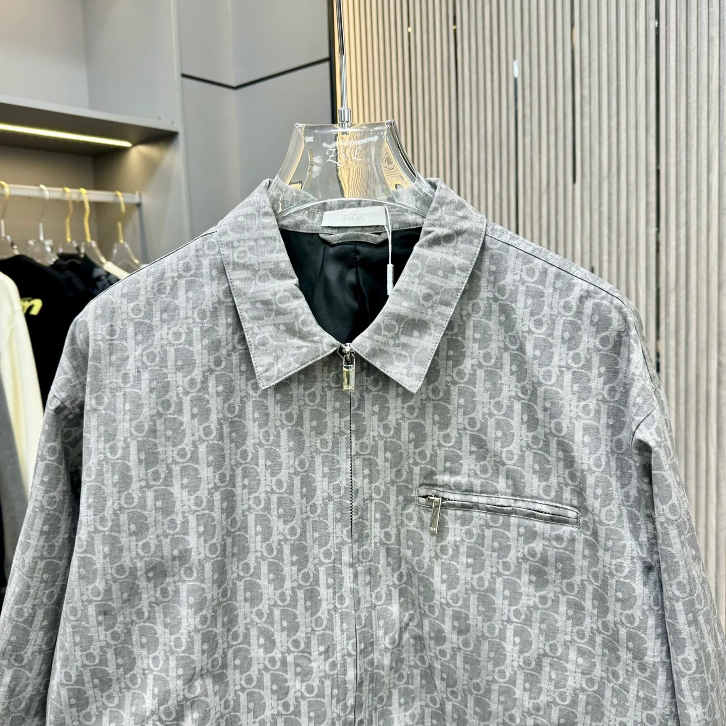 🅿️480 Dior Dior 25 early autumn new style lapel zipper jacket, denim golden all-over printed jacquard fabric, counterpoint cutting, multi-pocket design, customized original hardware, loose fit, full of details SMLXL