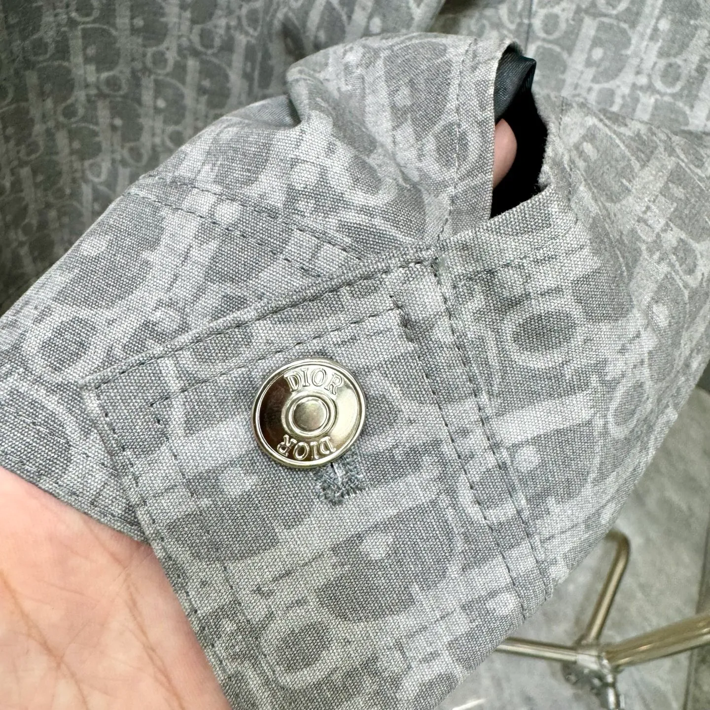 🅿️480 Dior Dior 25 early autumn new style lapel zipper jacket, denim golden all-over printed jacquard fabric, counterpoint cutting, multi-pocket design, customized original hardware, loose fit, full of details SMLXL