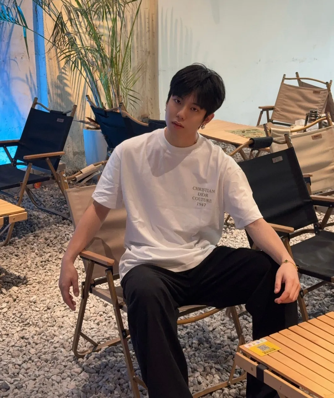 🅿️170 [DIOR Dior] 2025FW short-sleeved T-shirt LOGO printing High-end 26s double yarn 300g fabric Heavy fabric Customized frame ribbing in the same cylinder and dyeing Complete three standards Same style for men and women Color: Black White Size: S M L XL 2XL