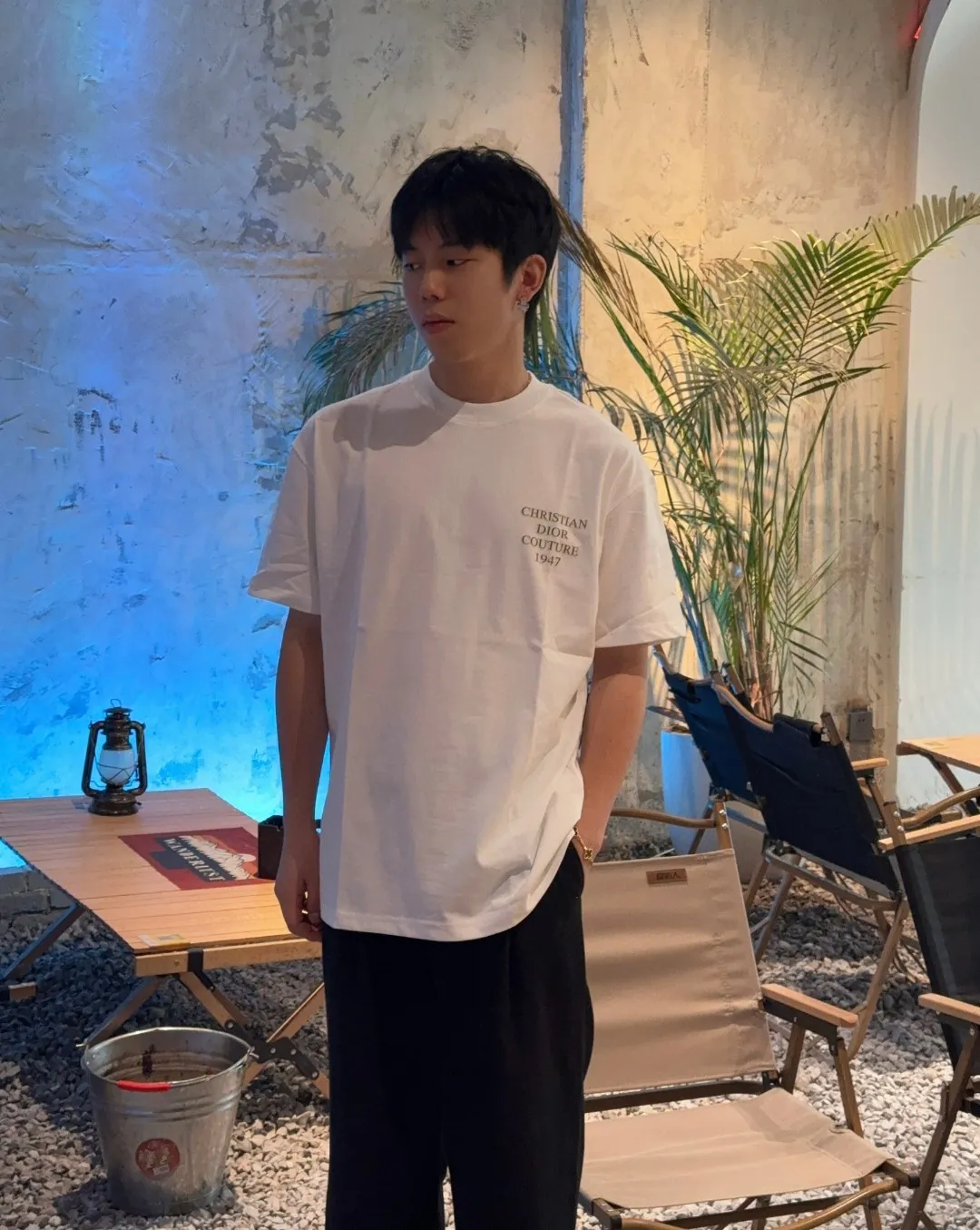 🅿️170 [DIOR Dior] 2025FW short-sleeved T-shirt LOGO printing High-end 26s double yarn 300g fabric Heavy fabric Customized frame ribbing in the same cylinder and dyeing Complete three standards Same style for men and women Color: Black White Size: S M L XL 2XL