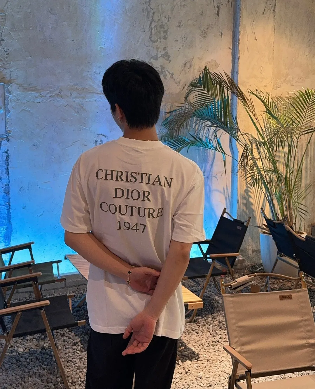 🅿️170 [DIOR Dior] 2025FW short-sleeved T-shirt LOGO printing High-end 26s double yarn 300g fabric Heavy fabric Customized frame ribbing in the same cylinder and dyeing Complete three standards Same style for men and women Color: Black White Size: S M L XL 2XL
