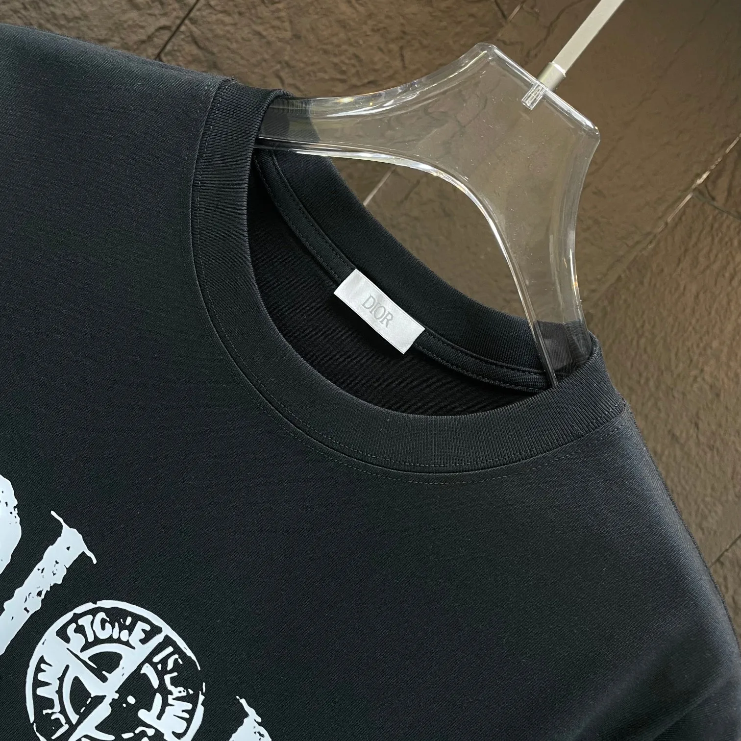 🅿️170 Dio* Dior* 2025 spring and summer new short-sleeved T-shirt Heavy cotton letter pattern printing Color: Black White Night Blue Size: S M L XL XXL
