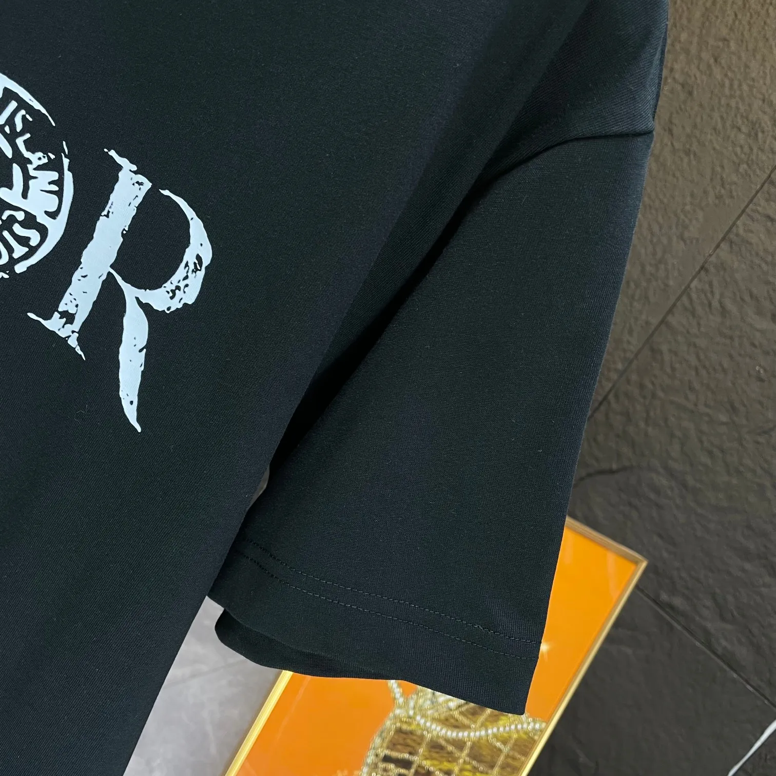 🅿️170 Dio* Dior* 2025 spring and summer new short-sleeved T-shirt Heavy cotton letter pattern printing Color: Black White Night Blue Size: S M L XL XXL