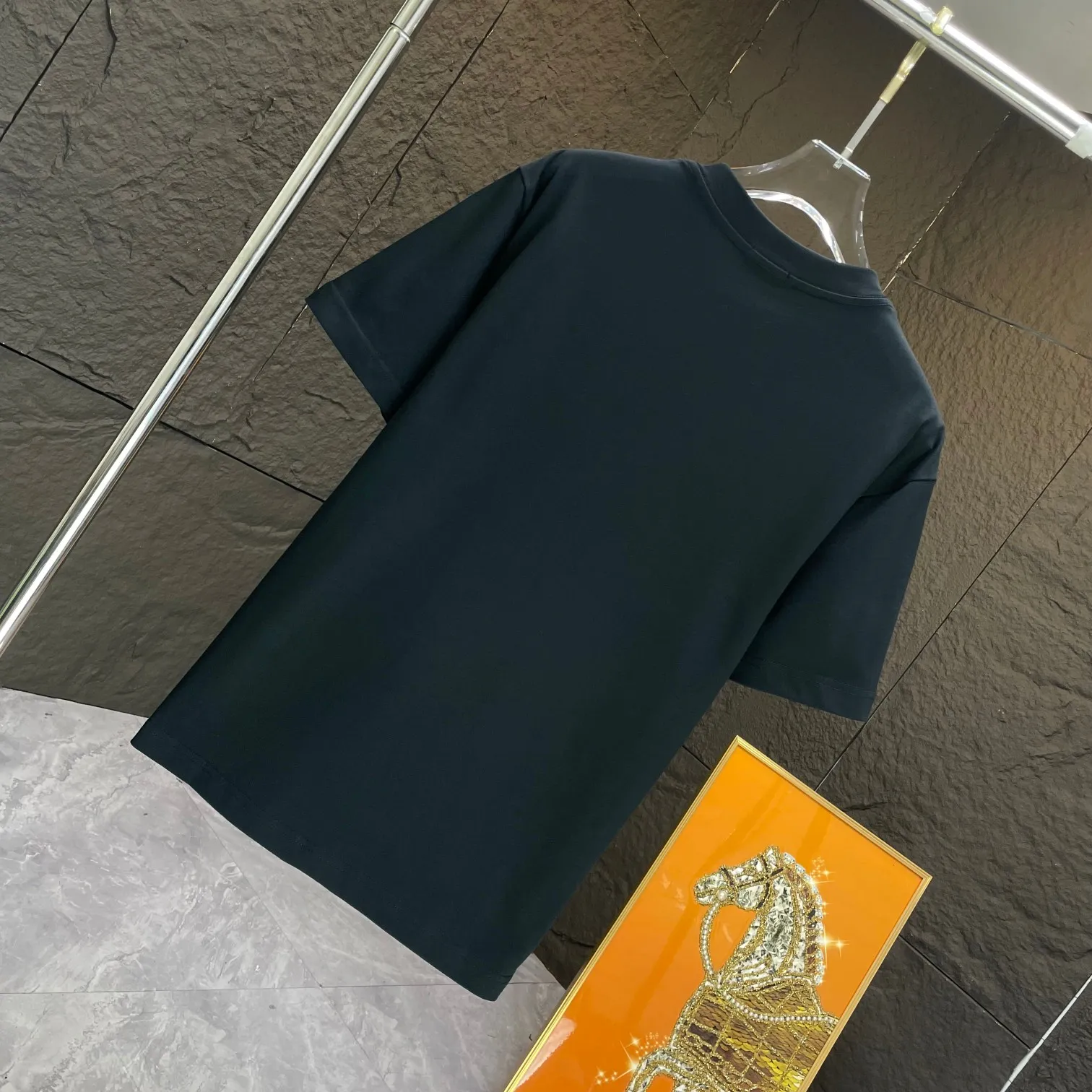 🅿️170 Dio* Dior* 2025 spring and summer new short-sleeved T-shirt Heavy cotton letter pattern printing Color: Black White Night Blue Size: S M L XL XXL