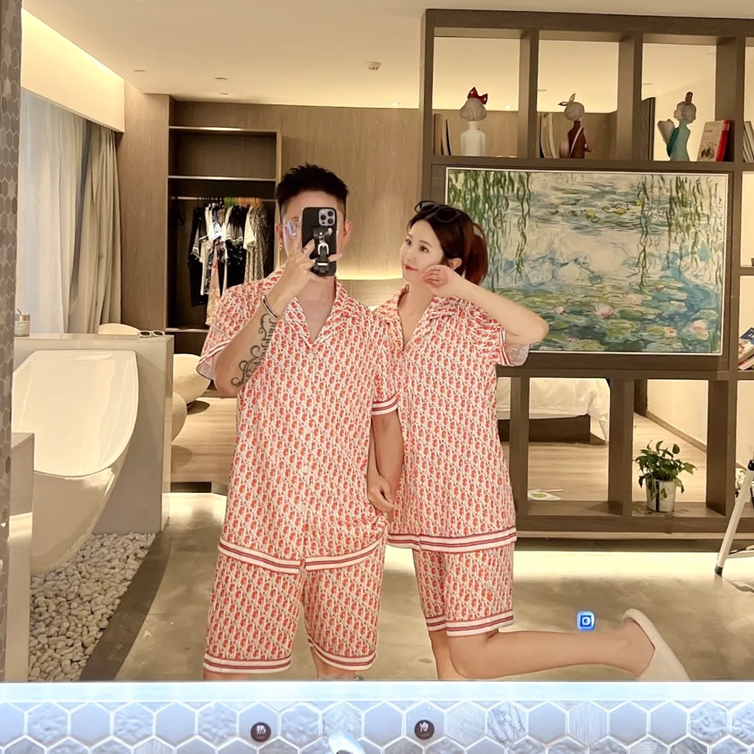 🅿️360 2024 DIOR Dior home wear, high-end Korean silk fabric, skin-friendly, soft and comfortable, couple size M～XXXL