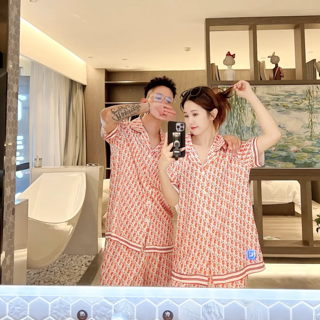 🅿️360 2024 DIOR Dior home wear, high-end Korean silk fabric, skin-friendly, soft and comfortable, couple size M～XXXL