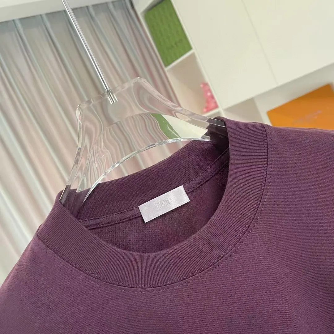 🅿️170 Dio Dior 2025 summer new style personalized letter logo printing short-sleeved T-shirt customized fabric 300g same style for men and women Color: black white pink lake green purple Size: S M L XL XXL five sizes