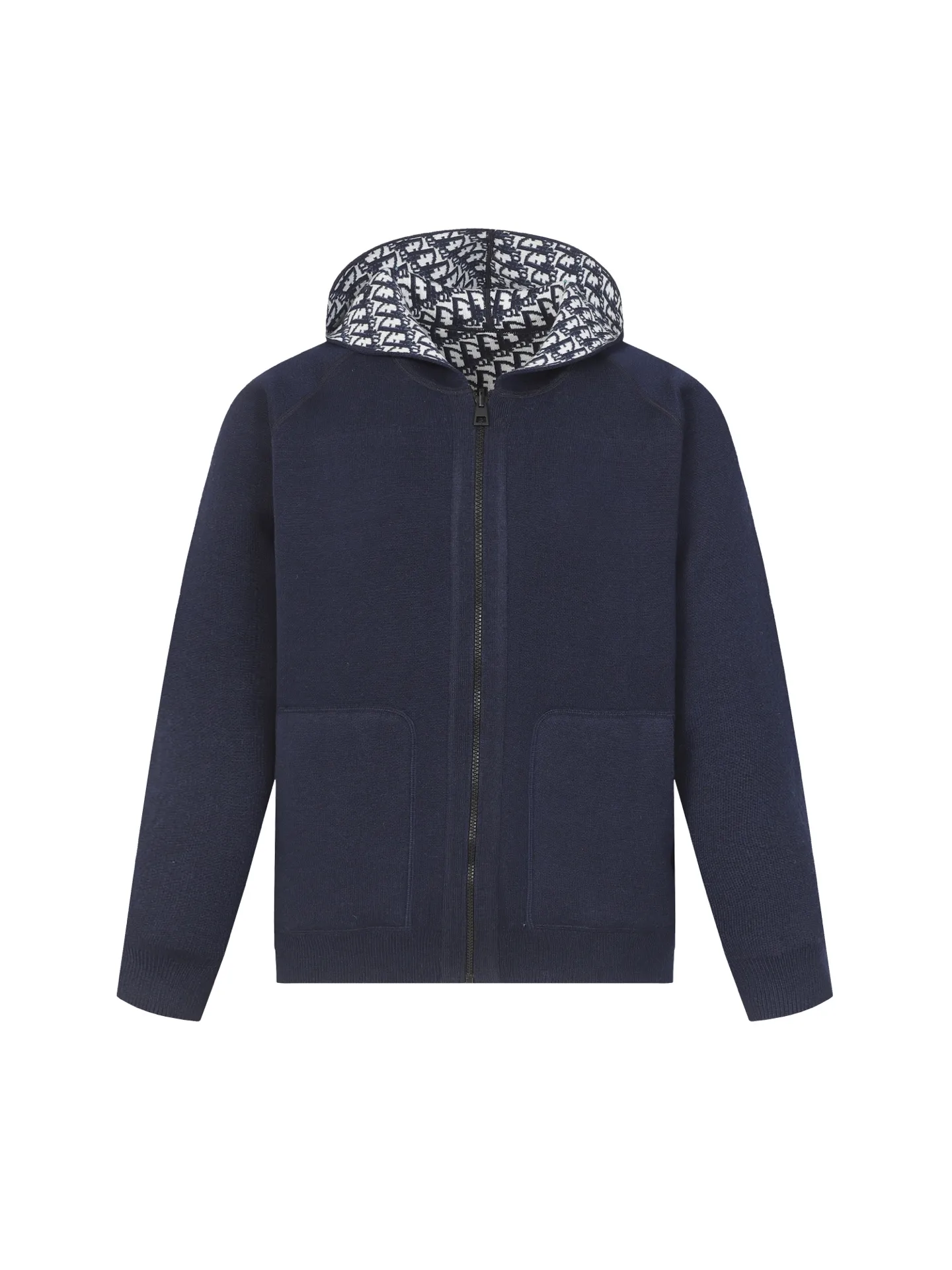 🅿️570 [Original quality] CD/Dior's new jacquard double-sided cashmere jacket with slogan letters (navy blue) The fabric is made of cotton and cashmere blended fabrics, and is made of high-quality wool and cashmere, which is soft and comfortable to the touch. The navy blue cotton blended knitted fabric is carefully crafted using imported machine jacquard technology. One side is decorated with a classic presbyopia logo jacquard pattern, while the other side has a simple design and can be worn on both sides. It features practical patch pockets and a ribbed hem and cuffs ensure a form-fitting fit. The double zipper with monogram highlights the brand's signature, and the raglan sleeves are cut in a smooth, natural style. The front is embellished with the Dior embroidered logo, and the inside is decorated with Oblique print throughout, with exquisite details. Pair with the matching sports trousers for an elegant and casual look. The whole piece integrates high-end craftsmanship into daily items, showing the brand's exquisite craftsmanship and classic aesthetics. Unisex Size:S/M/L