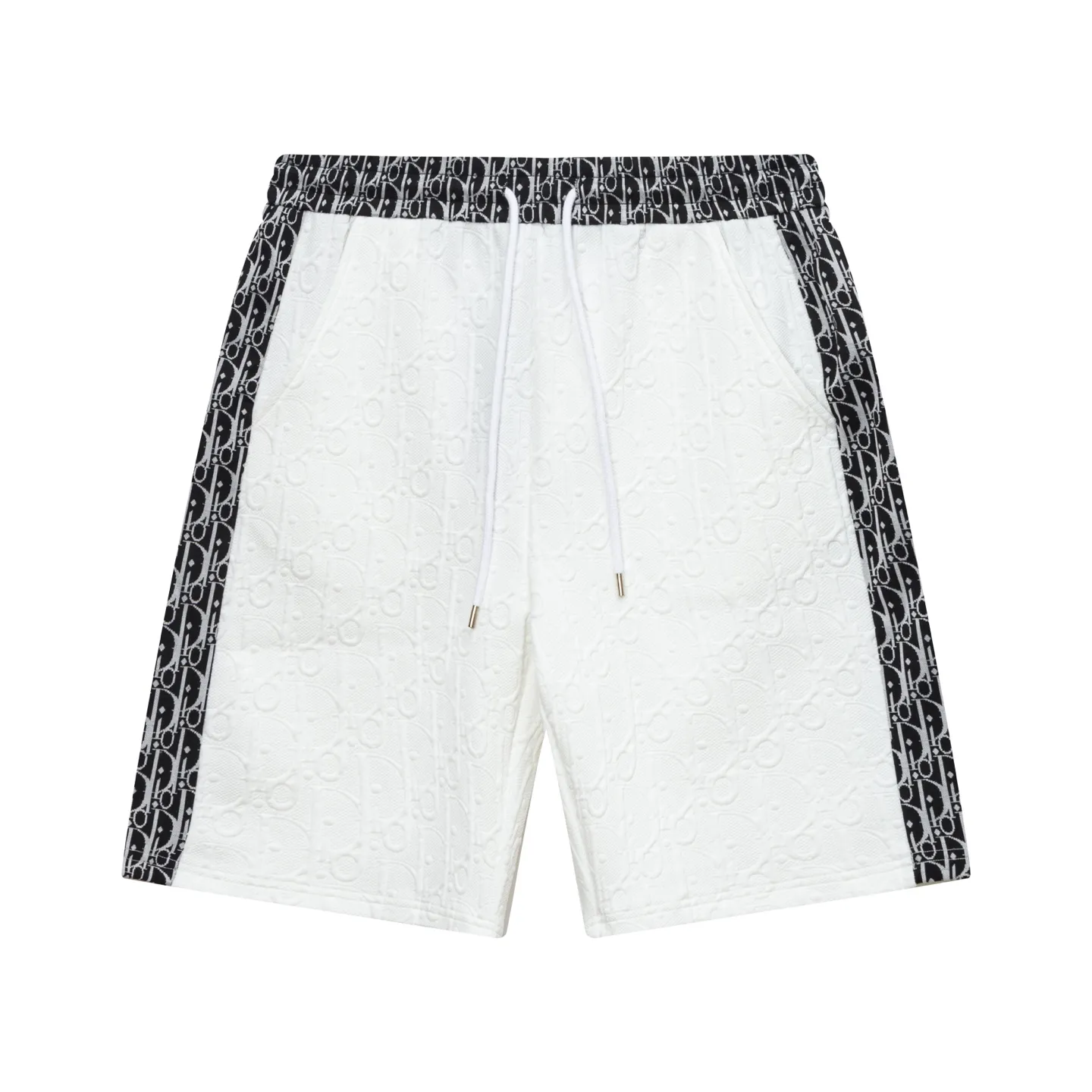 🅿️200 DIOR Dior 2025 new model Light luxury Ribbon splicing Back opening pockets Daily commuting for men and women A must-have for casual shorts · Customized jacquard fabric · Built-in drawstring to adjust the elastic waist design · Inner edge processing, no head pressure · Complete waist tag with three washing marks Color: White Size: S M L XL