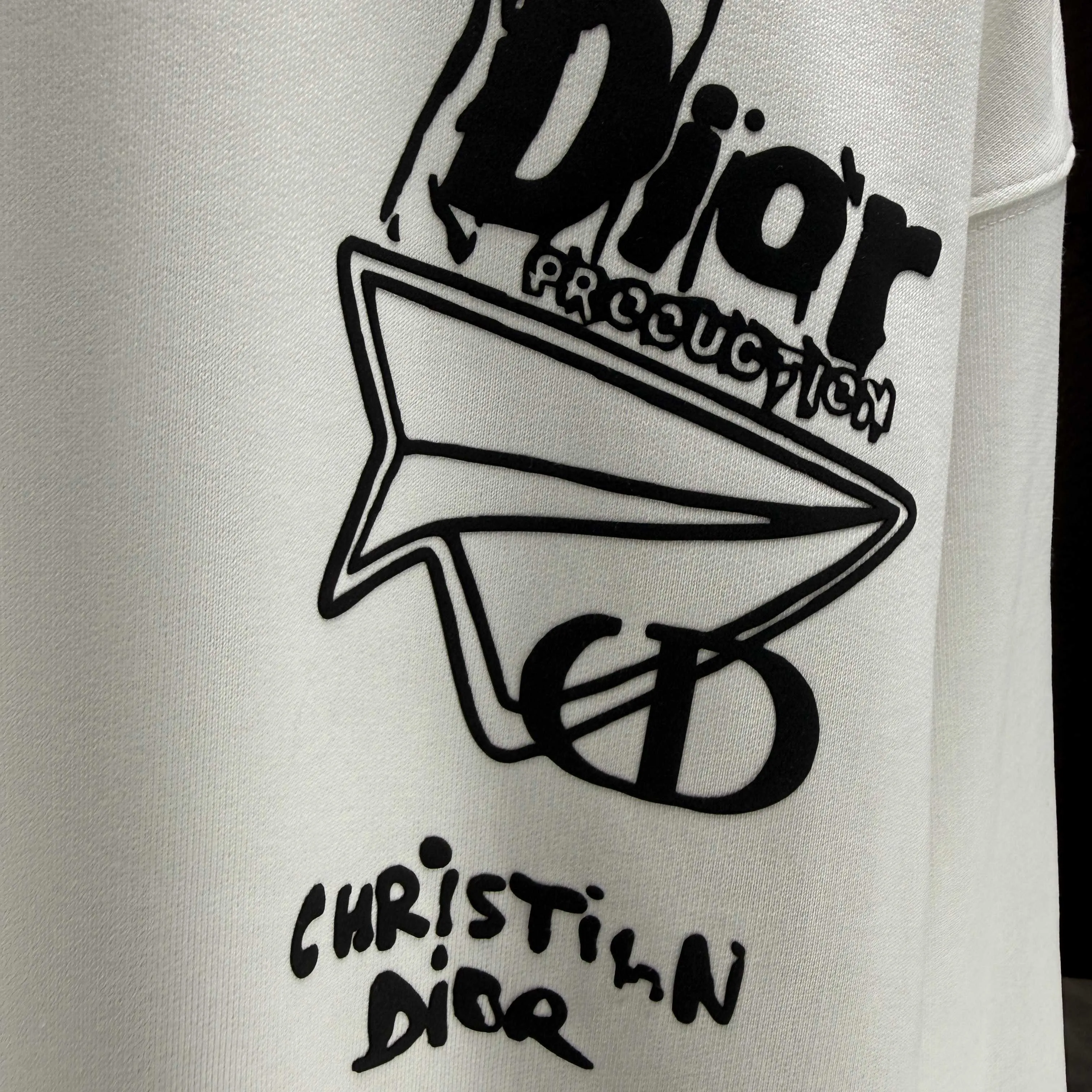 🅿️240 Dio* Dior* 2025 autumn and winter new round neck sweatshirt 400g terry cotton letter logo three-dimensional foam Color: Black White Blue Gray Size: S M L XL XXL