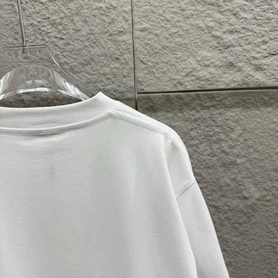 🅿️180 Dio Dio 2025 spring and summer new style Classic letter embroidery on the chest Short-sleeved T-shirt Customized double yarn plain cotton fabric Same style for men and women Color: black white floral gray Size: S (90-130 pounds) M (120-150 pounds) L (140-165 pounds) XL (160-180 pounds) XXL (180-210 pounds)