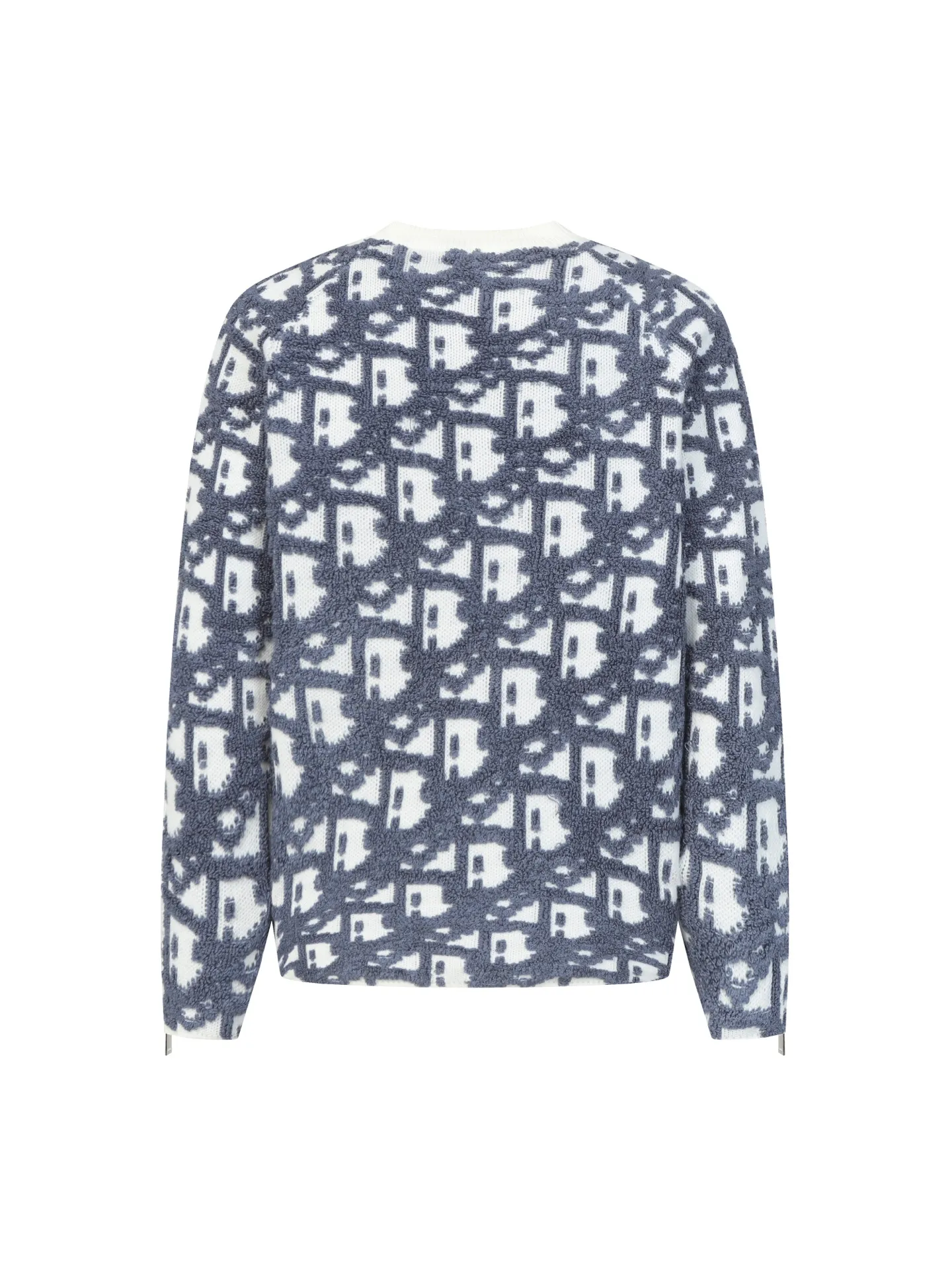 🅿️450 CD Home Jacquard Fabric Oblique Printed Sweater Details and Features This sweater reinterprets the Dior classic logo from a fashionable and modern perspective. Crafted from blended jacquard fabric, it's accentuated with a raised all-over classic light green Oblique print. Zippered sleeves add style, while a ribbed crew neck adds contrasting texture. Wear it with jeans for a graphic, casual look. All-over Oblique print sleeves with zip closure Contrasting ribbed crew neck Size: S M L