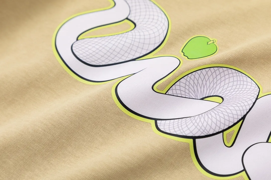 🅿️170 Dior Dior joint KAWS series 2025 new style Snake letter logo Uniform short-sleeved T-shirt for men and women ·Customized 280g 100% double yarn pure cotton fabric ·Dyeing 32 counts double-strand thread ·Kangli digital direct printing process ·Complete collar label, hangtag, main mark and three labels Color: Khaki Size: XS S M L