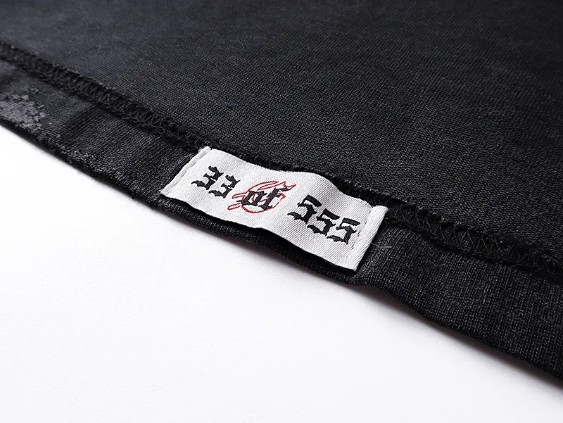 1086# P126 Washed Black Real Shot Godspeed American Fashion Rock Street Retro Washed Distressed Printed Pure Cotton Short Sleeves Fabric: 250g 32 Count Fine Cotton Double Yarn Pure Cotton Color: Washed Black Size: S M L XL