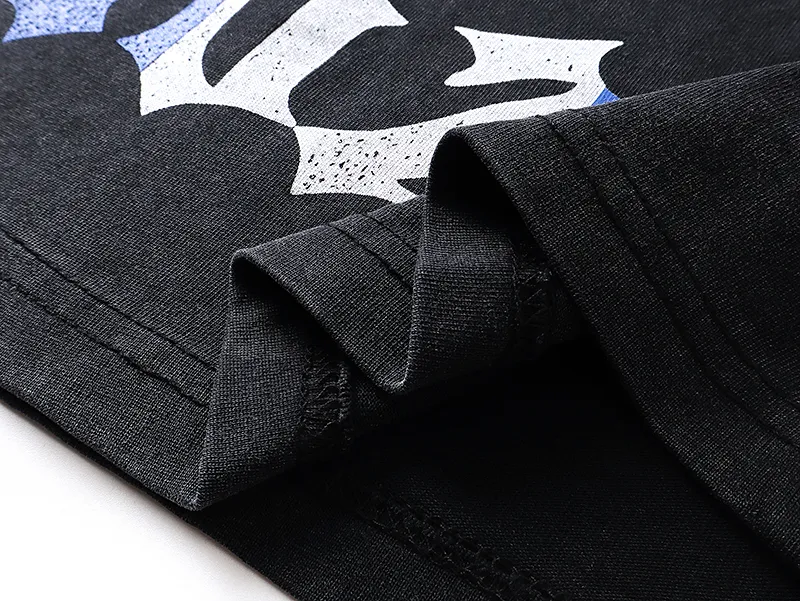 1078# P126 Washed Black Real Shot Godspeed American Fashion Rock Street Retro Washed Distressed Printed Pure Cotton Short Sleeves Fabric: 250g 32 Count Fine Cotton Double Yarn Pure Cotton Color: Washed Black Size: S M L XL
