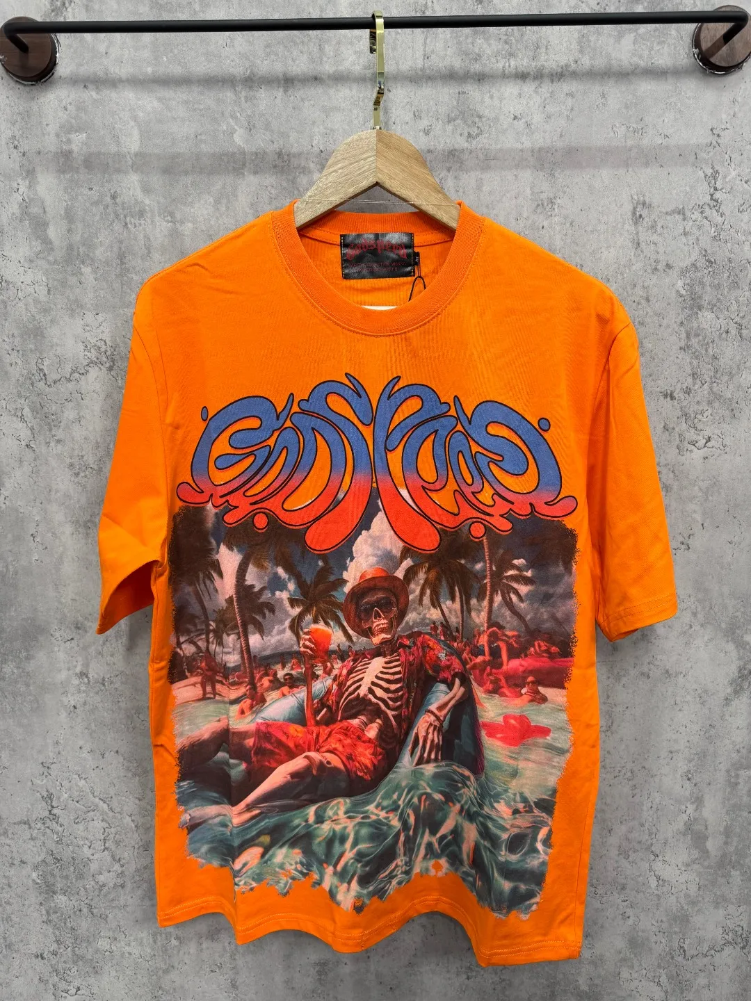 G65# GodSpeed ​​White Ink Direct Print Short Sleeve S-XL Blue Orange P116