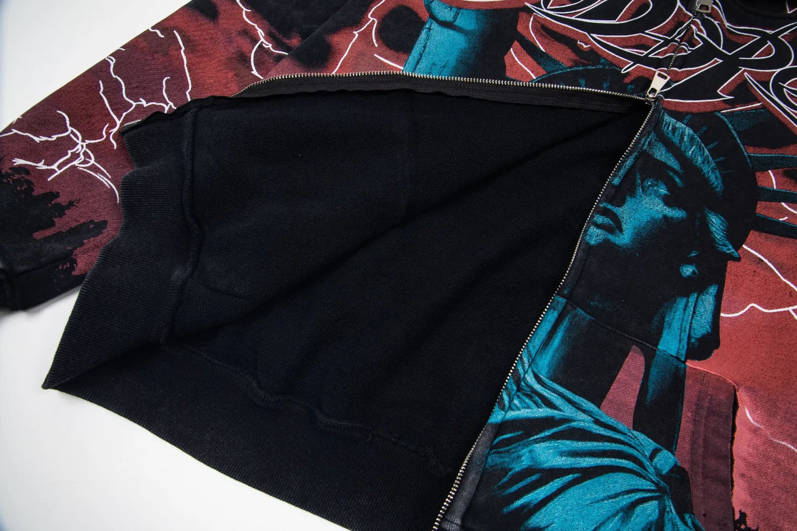 G56# GodSpeed ​​all-over HD printed washed zipper sweatshirt Size S-XL black blue black red black yellow P266