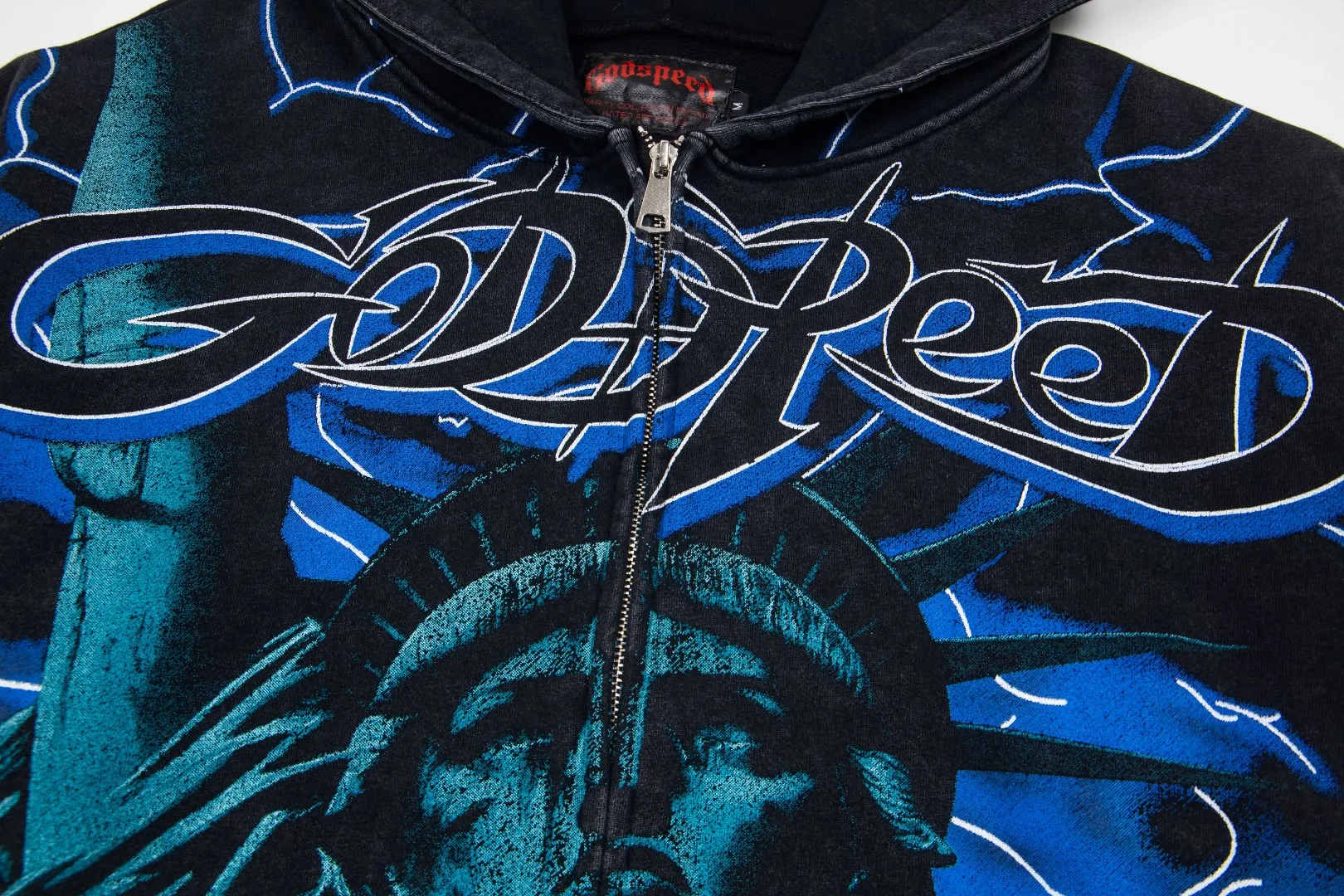 G56# GodSpeed ​​all-over HD printed washed zipper sweatshirt Size S-XL black blue black red black yellow P266
