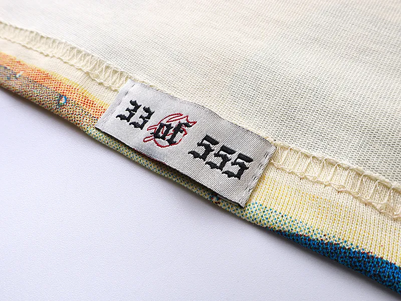 3113# P106 Real shot Godspeed American fashion rock street retro loose printed cotton short sleeves Fabric: 240g 32 count fine cotton double yarn pure cotton Color: apricot Size: S M L XL