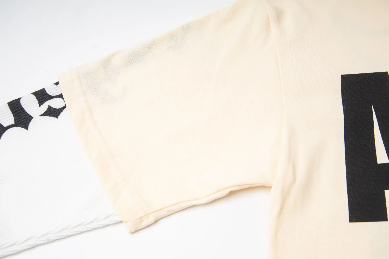G37# GodSpeed ​​washed printed spliced ​​waffle long sleeves S-XL size washed black P146 apricot P136