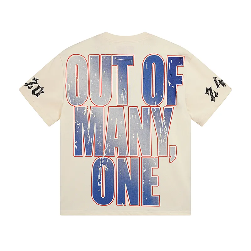 3010# P110 Real shot Godspeed American fashion rock street retro loose printed cotton short sleeves Fabric: 240g 32 count fine cotton double yarn pure cotton Color: off-white apricot Size: S M L XL