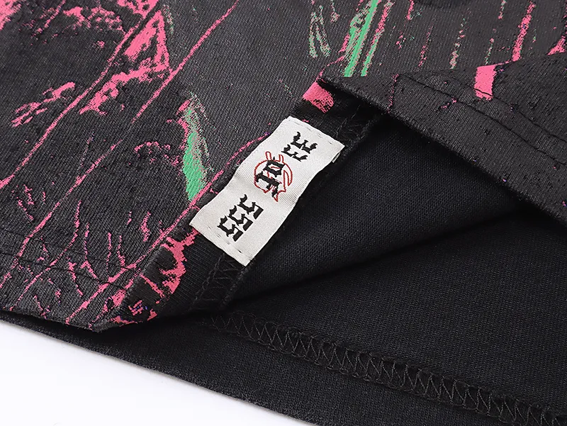 1058# P126 Washed Black Real Shot Godspeed American Fashion Rock Street Retro Washed Distressed Printed Pure Cotton Short Sleeves Fabric: 250g 32 Count Fine Cotton Double Yarn Pure Cotton Color: Washed Black Size: S M L XL