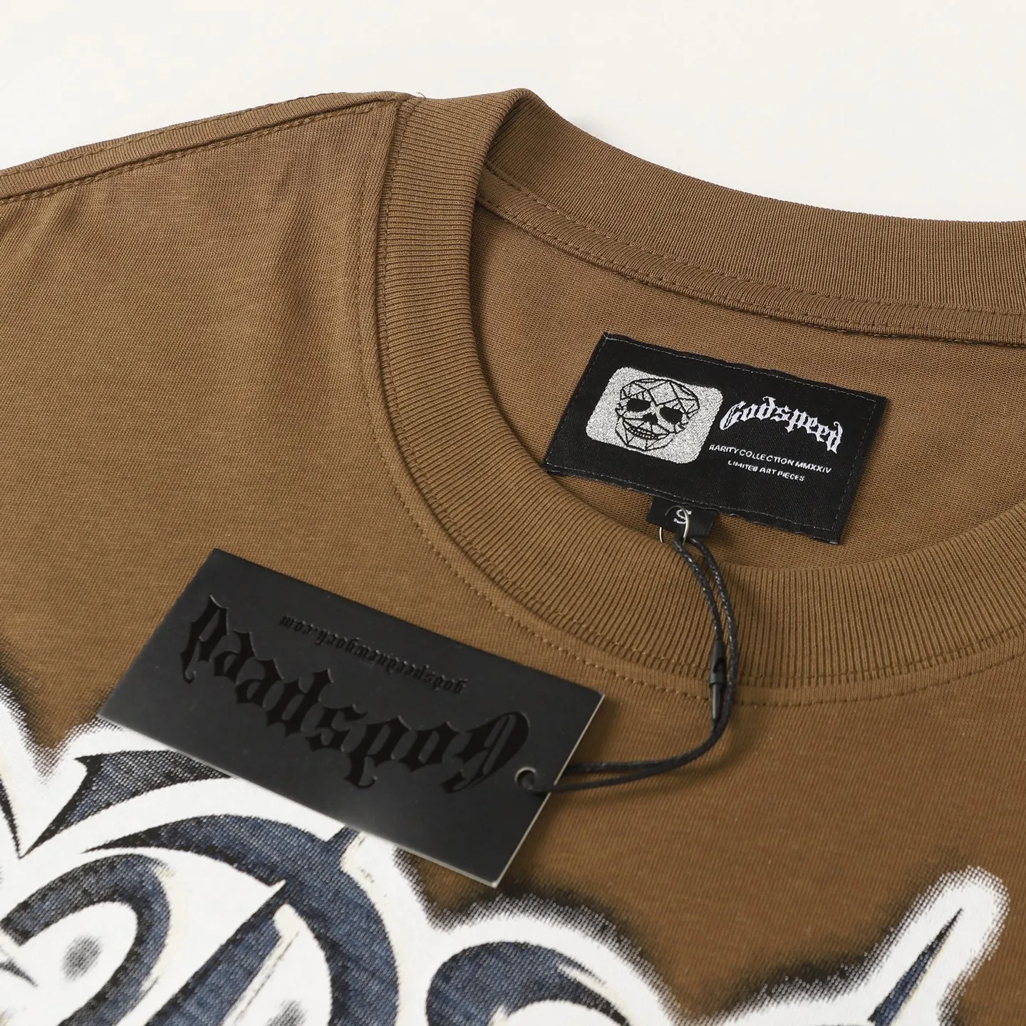 5100# Brown/Sea Blue/Golden Yellow I P106 Godspeed Cross-Border American Rock Street Washed Retro Style Short Sleeve T (Craft Print) Fabric (fabric) 32 Count Combed Double Yarn 240 Grams Size (size): S-M-L-XL Color (colour): Brown/Sea Blue/Golden Yellow 👉