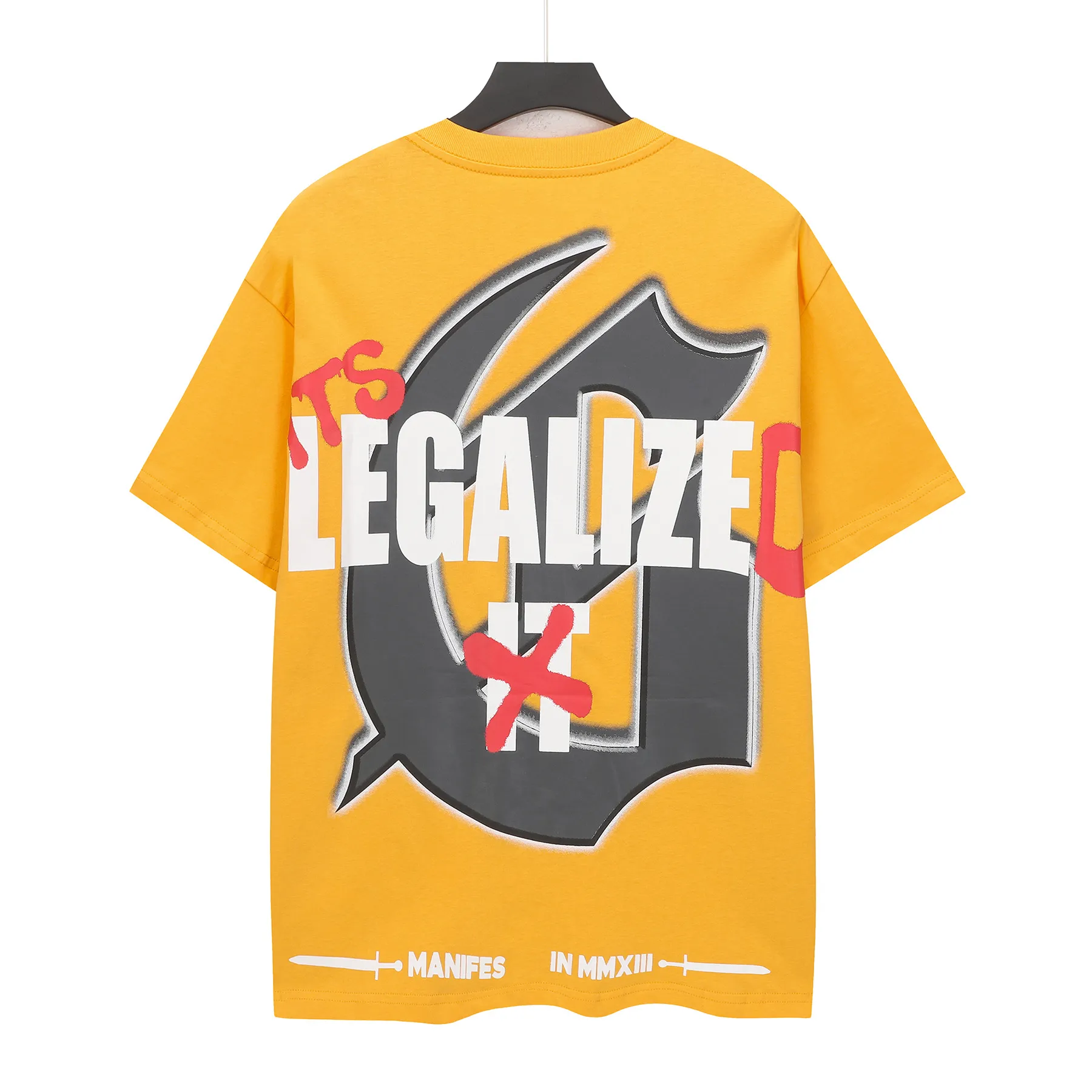 5100# Brown/Sea Blue/Golden Yellow I P106 Godspeed Cross-Border American Rock Street Washed Retro Style Short Sleeve T (Craft Print) Fabric (fabric) 32 Count Combed Double Yarn 240 Grams Size (size): S-M-L-XL Color (colour): Brown/Sea Blue/Golden Yellow 👉