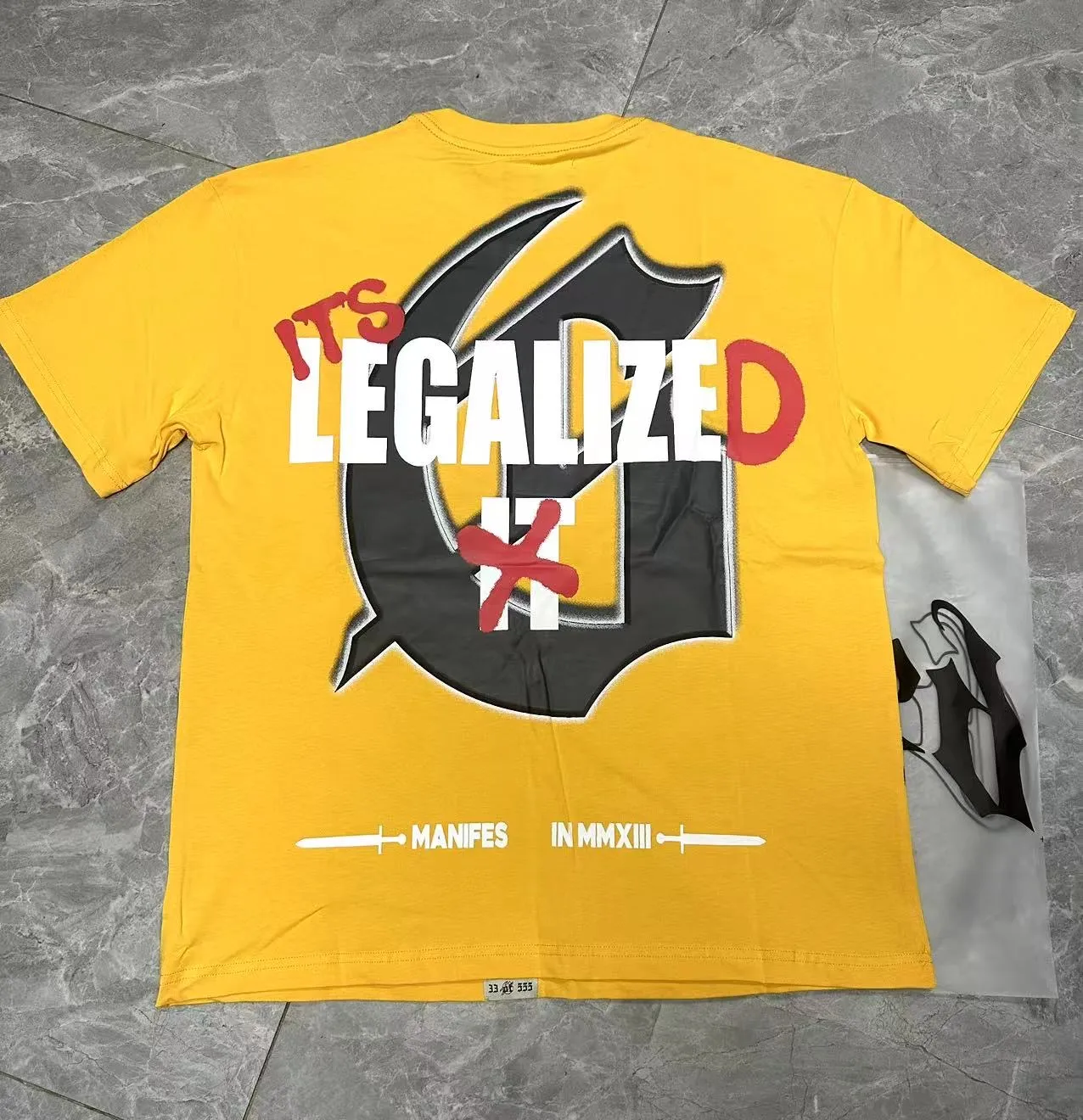 5100# Brown/Sea Blue/Golden Yellow I P106 Godspeed Cross-Border American Rock Street Washed Retro Style Short Sleeve T (Craft Print) Fabric (fabric) 32 Count Combed Double Yarn 240 Grams Size (size): S-M-L-XL Color (colour): Brown/Sea Blue/Golden Yellow 👉