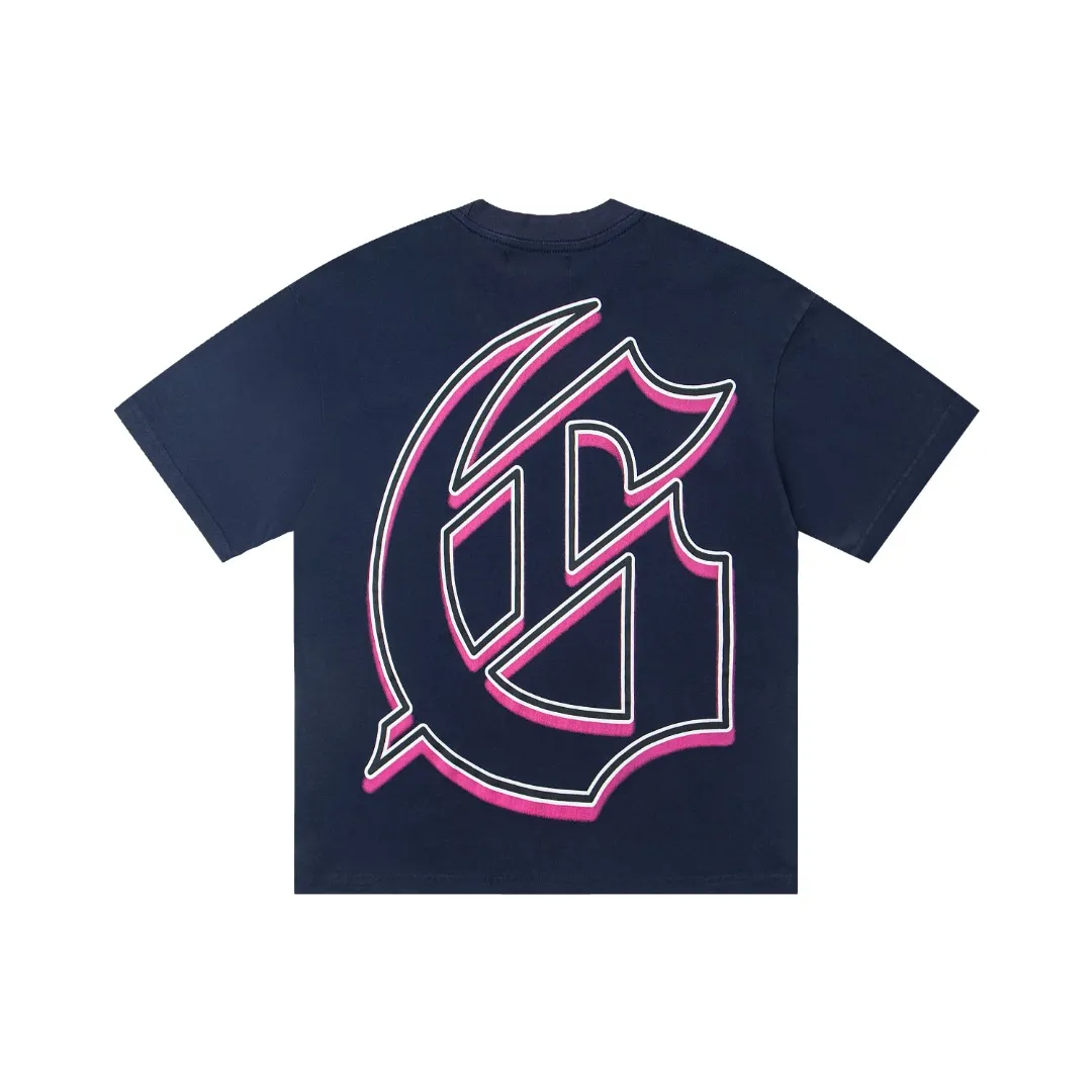 G33# GodSpeed ​​white ink direct spray washed short-sleeved S-XL size blue (washed) P126 apricot P106