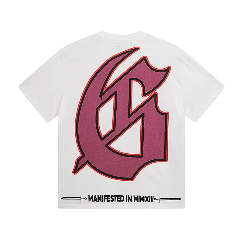 3122# P106 Real shot Godspeed American fashion rock street retro loose printed cotton short sleeves Fabric: 240g 32 count fine cotton double yarn pure cotton Color: off-white Size: S M L XL
